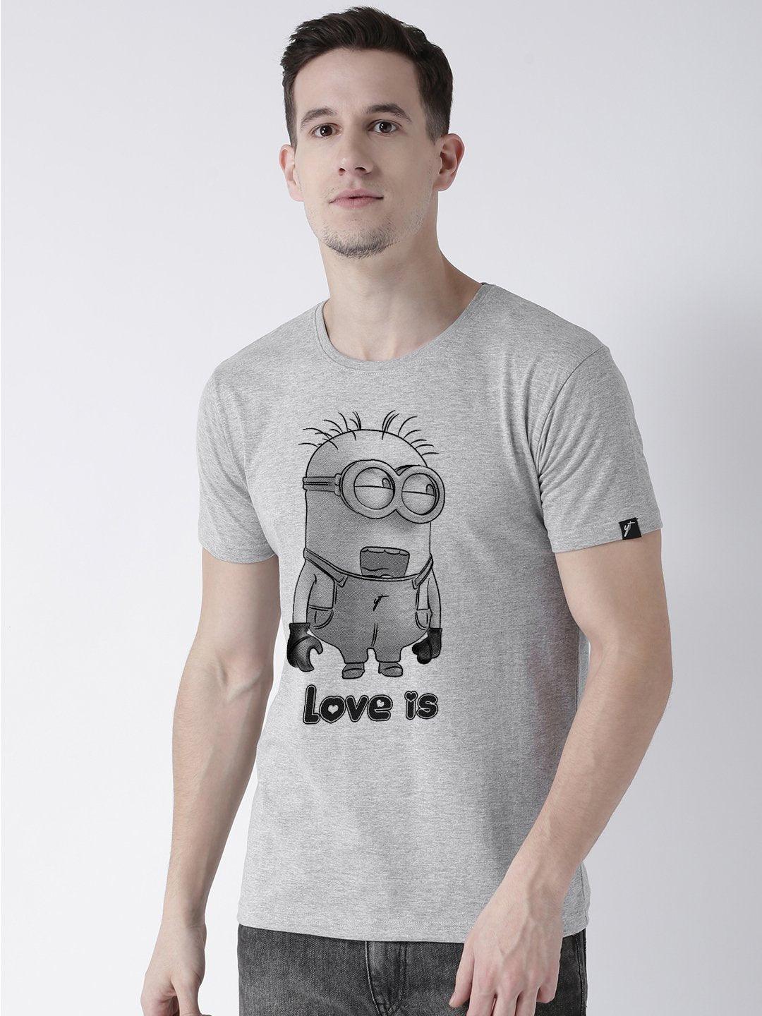 Minions Printed Grey Color Couple Tshirts - Young Trendz