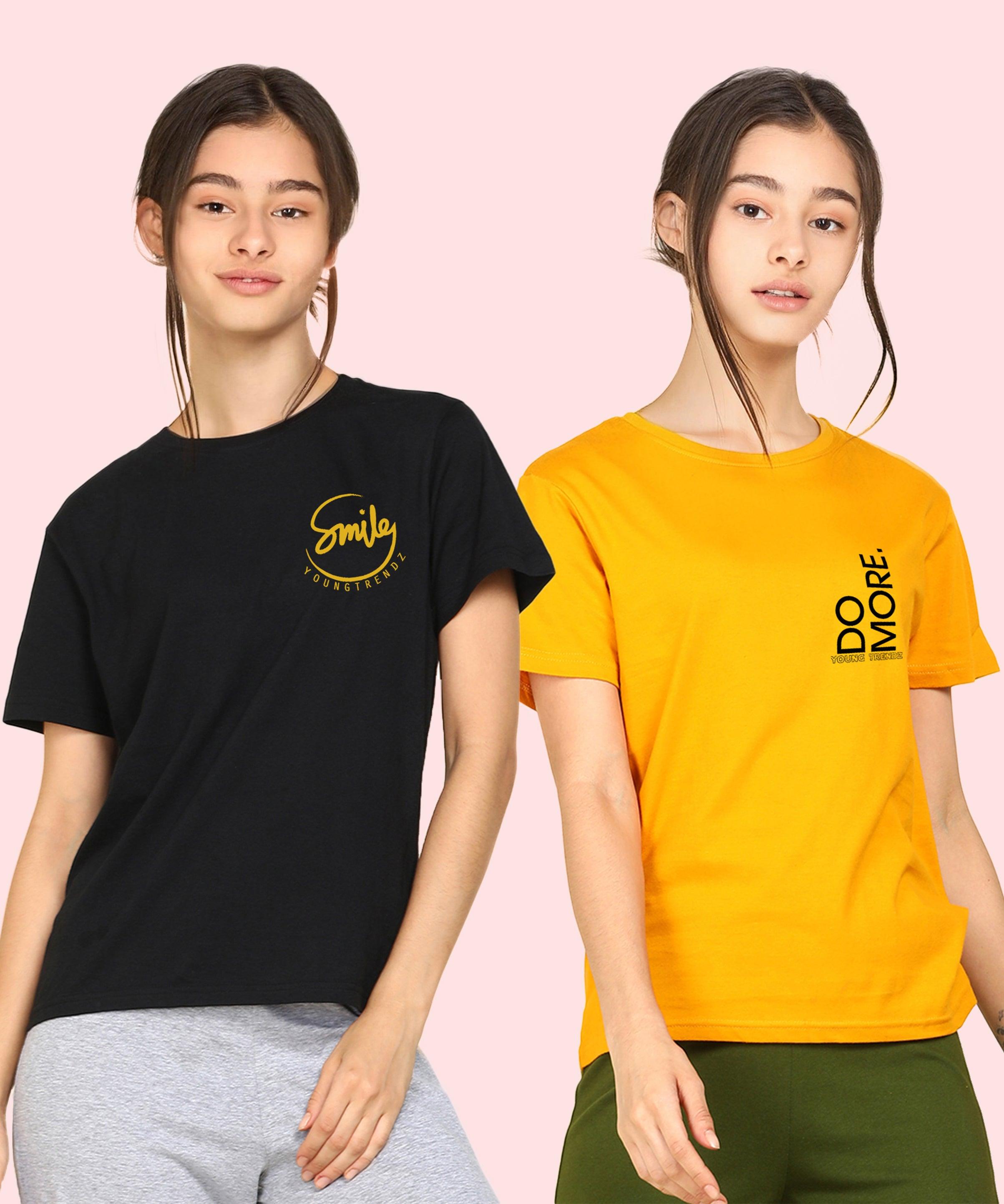 Young Trendz Girls Regular Fit Combo Printed Tshirt (Pack of 2) - Young Trendz