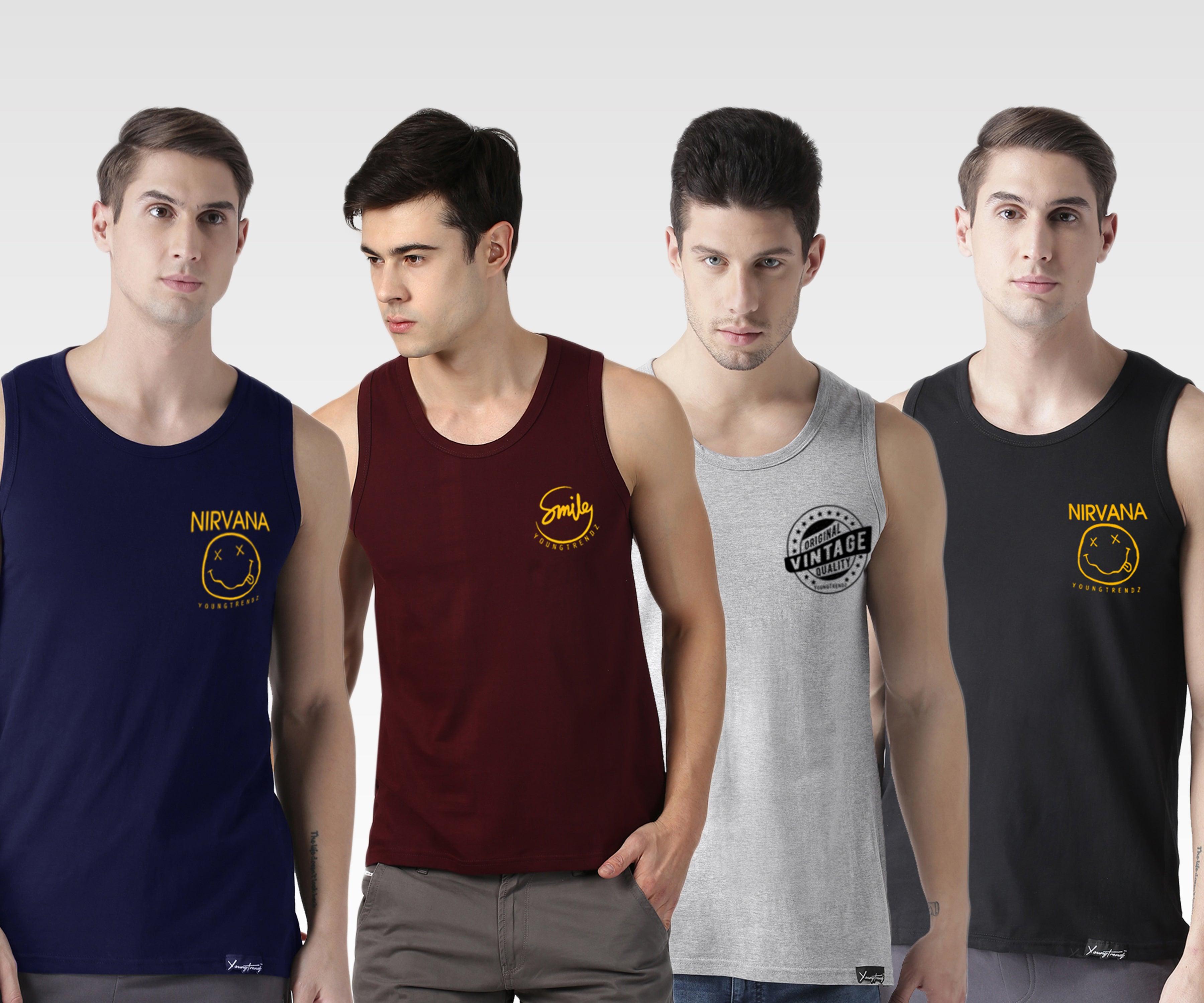 Mens Printed Sleeveless Combo Tshirt - Young Trendz