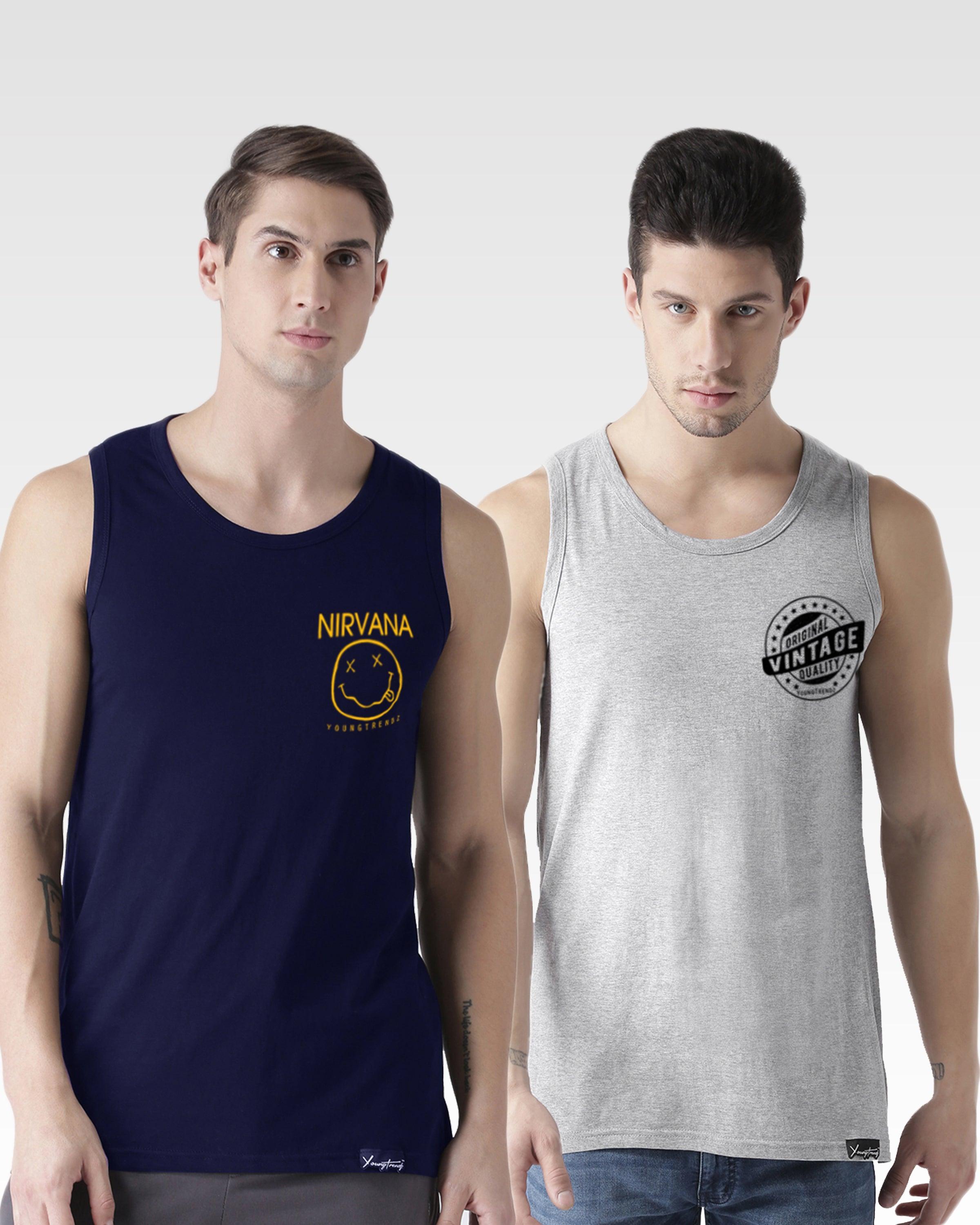 Mens Printed Sleeveless Combo Tshirt - Young Trendz