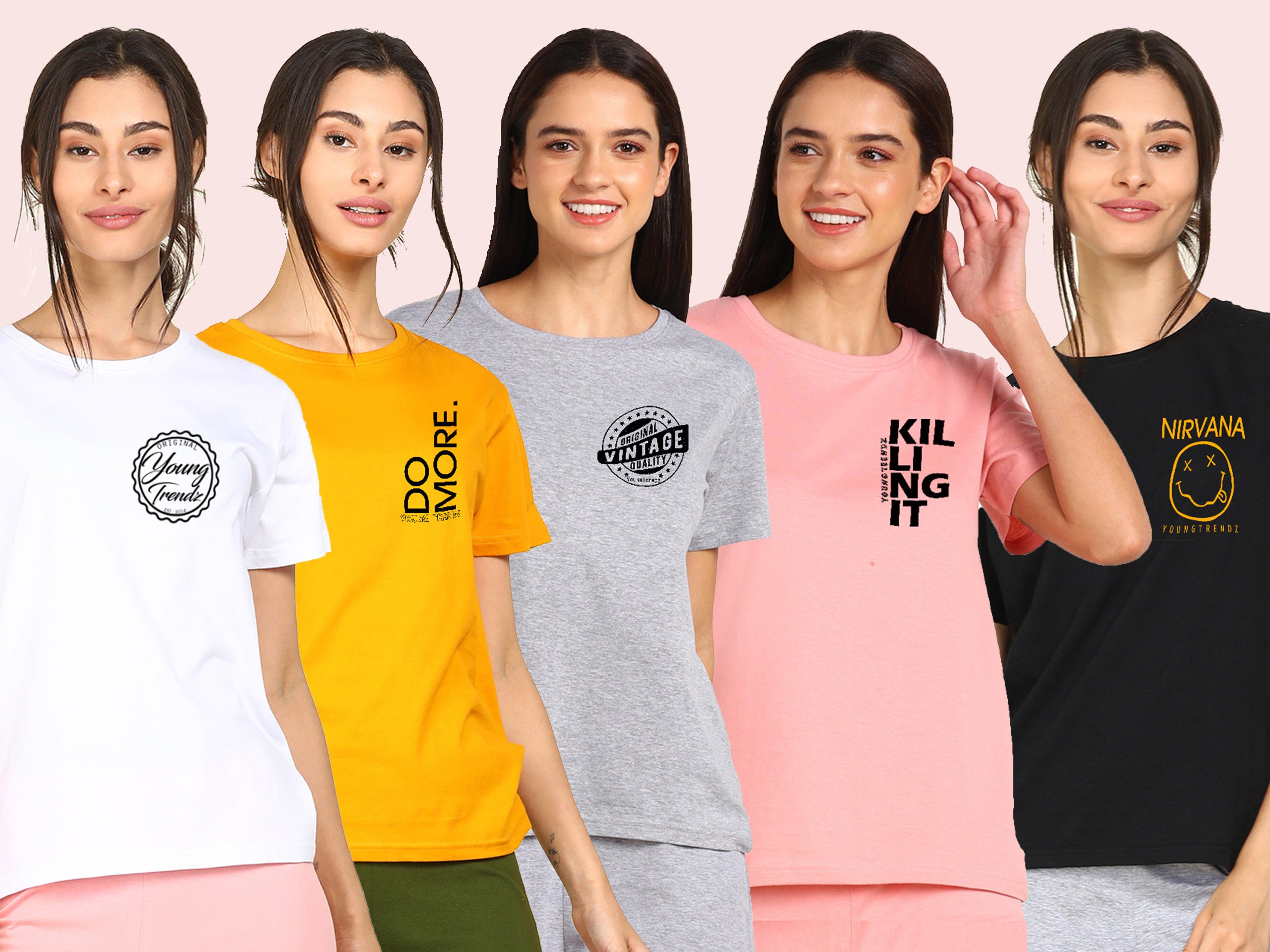 Young Trendz Womens Regular Fit Combo Printed T Shirt - Young Trendz