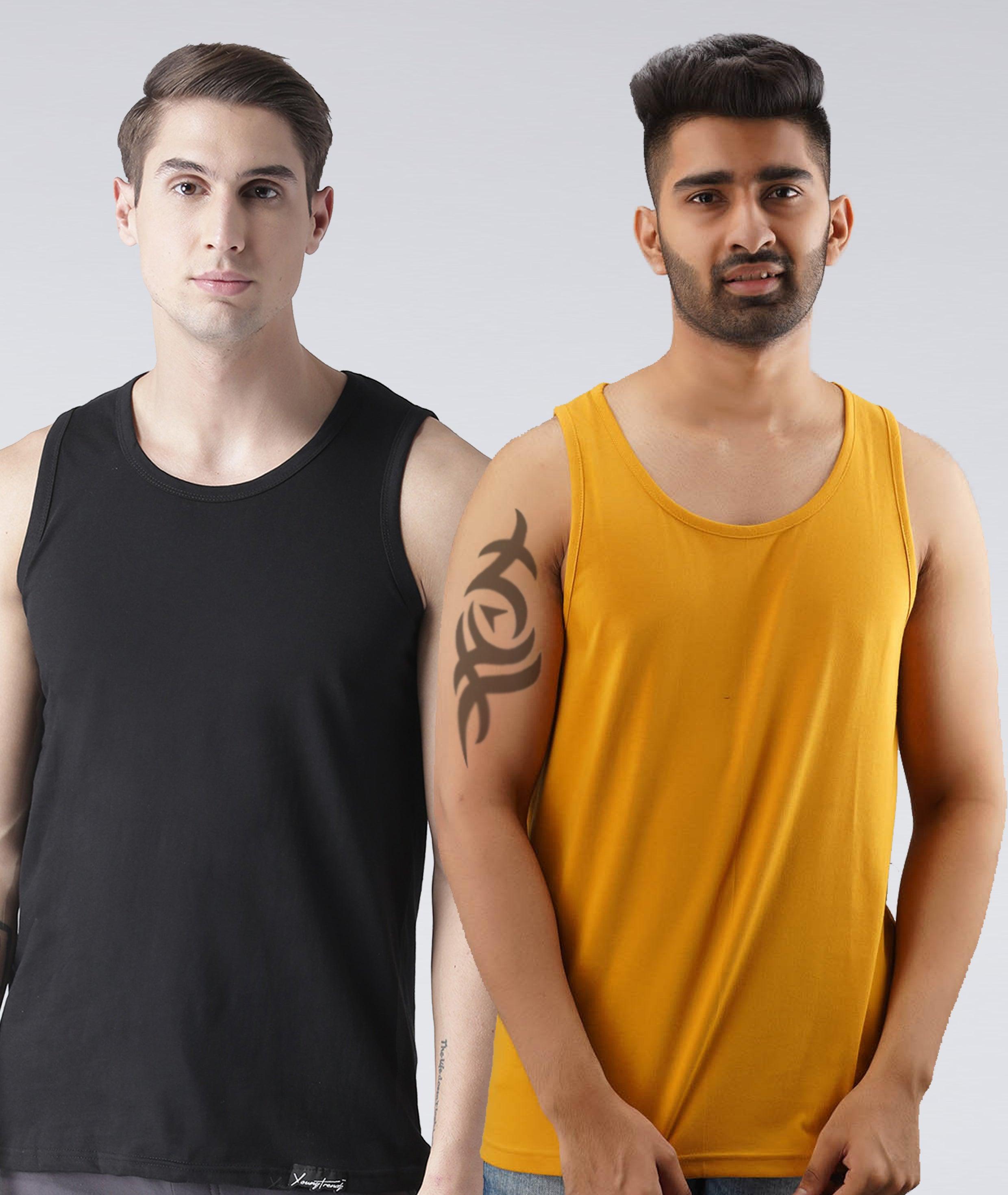 Mens Plain Sleeveless Combo Tshirt - Young Trendz