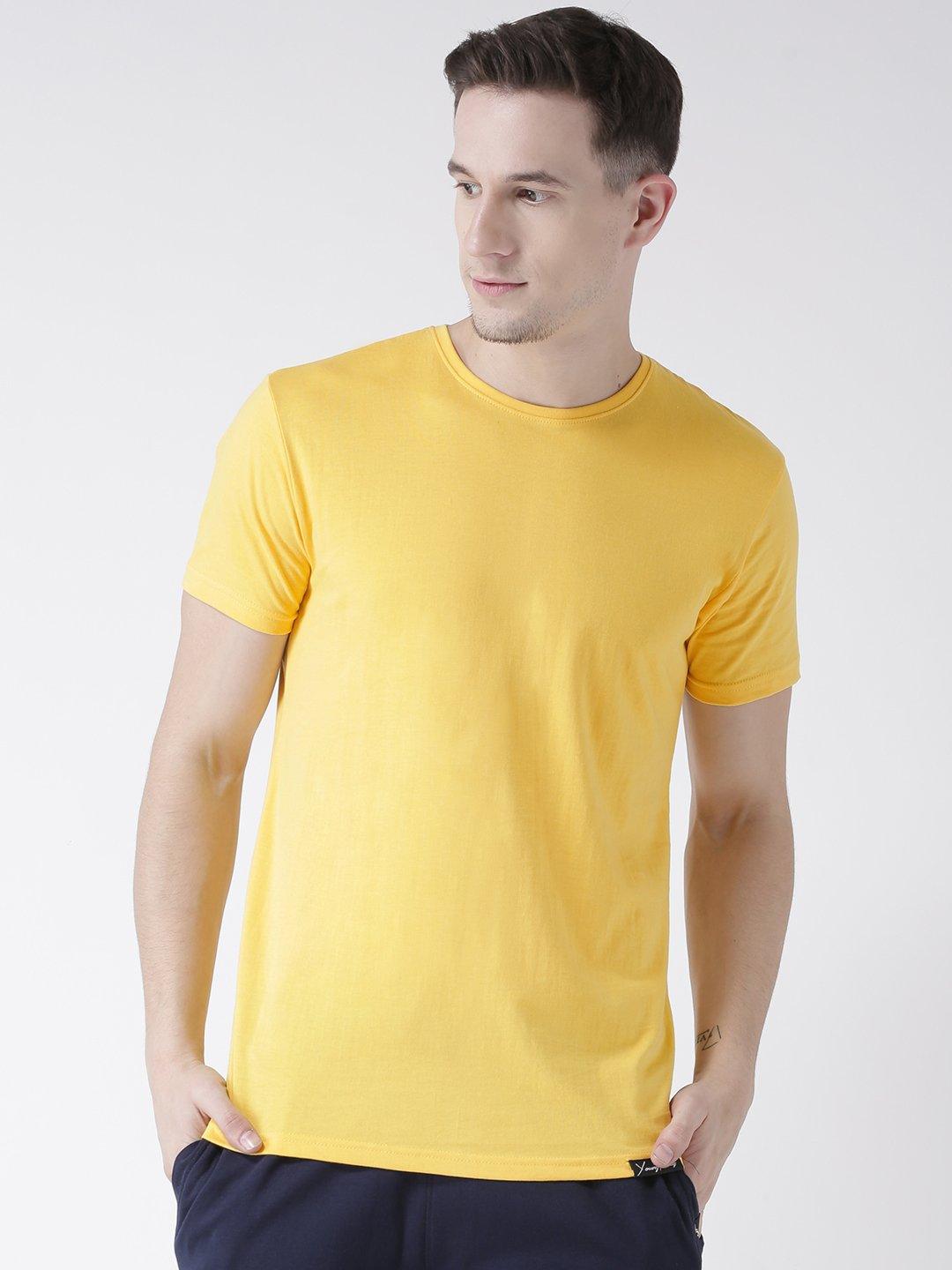 DUO-Half Sleeve Yellow Color Plain Couple Tshirts - Young Trendz
