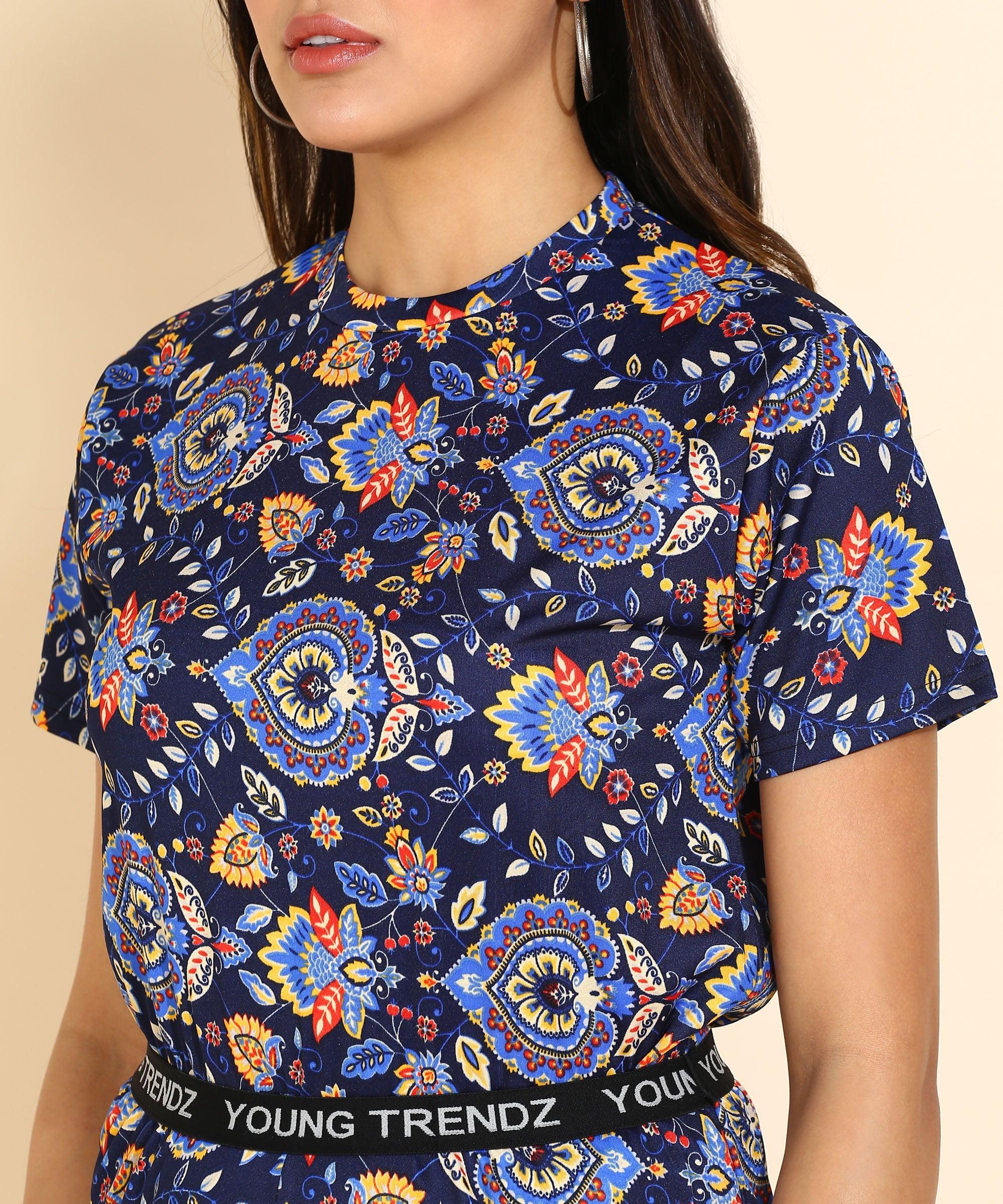 Women Printed T.Shirt & Pyjama Co-Ord Set - Young Trendz
