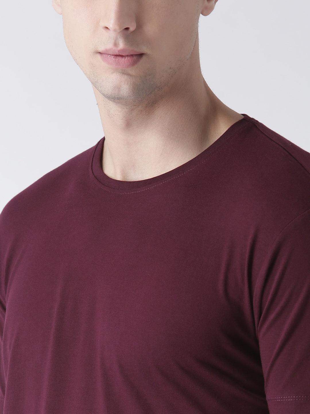 Mens Halfsleeve Layer Round hem Combo Solid Tshirts - Young Trendz