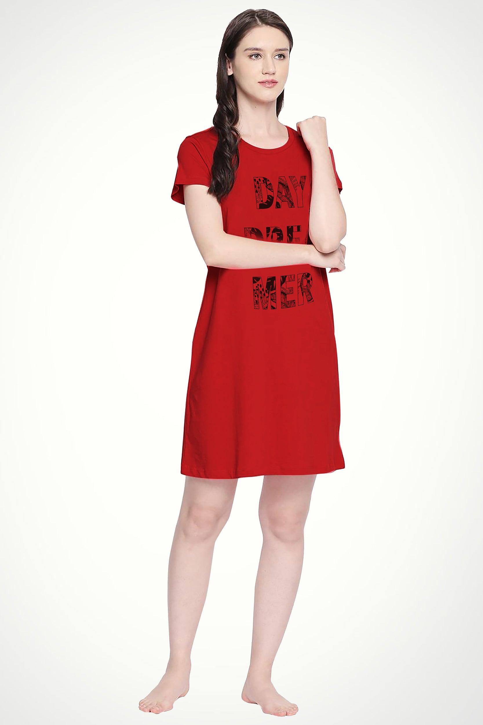 Womens Printed Half sleeve Night Dress - Young Trendz