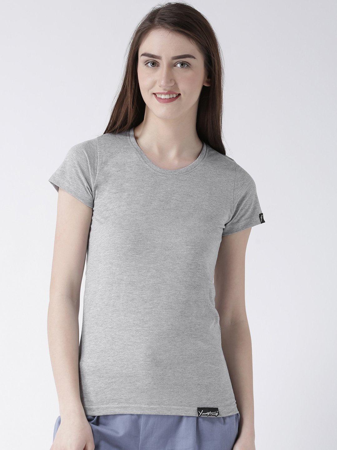 DUO-Half Sleeve Red(Men) Grey(Women) Color Plain Couple Tshirts - Young Trendz