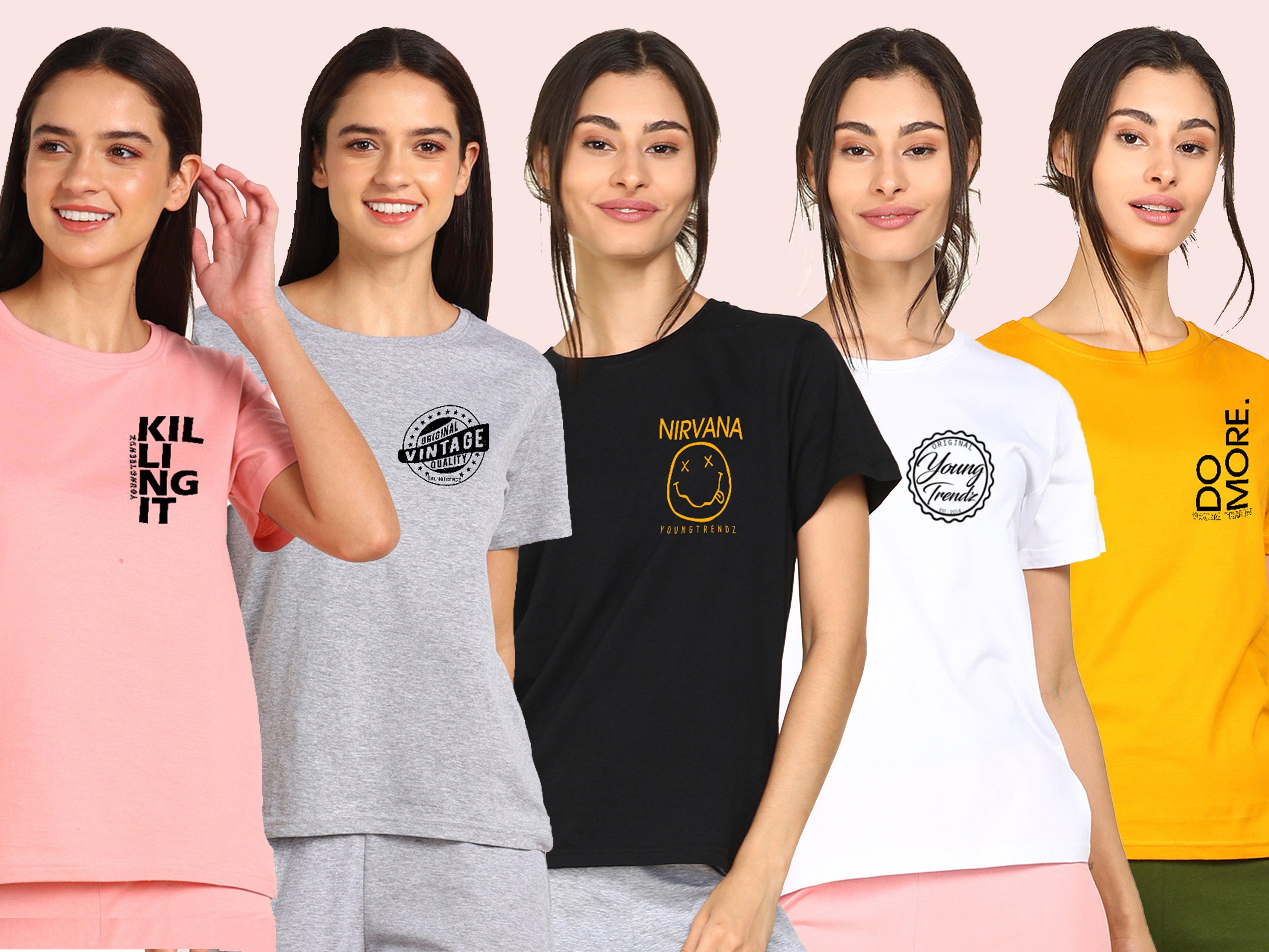 Young Trendz Womens Regular Fit Combo Printed T Shirt - Young Trendz