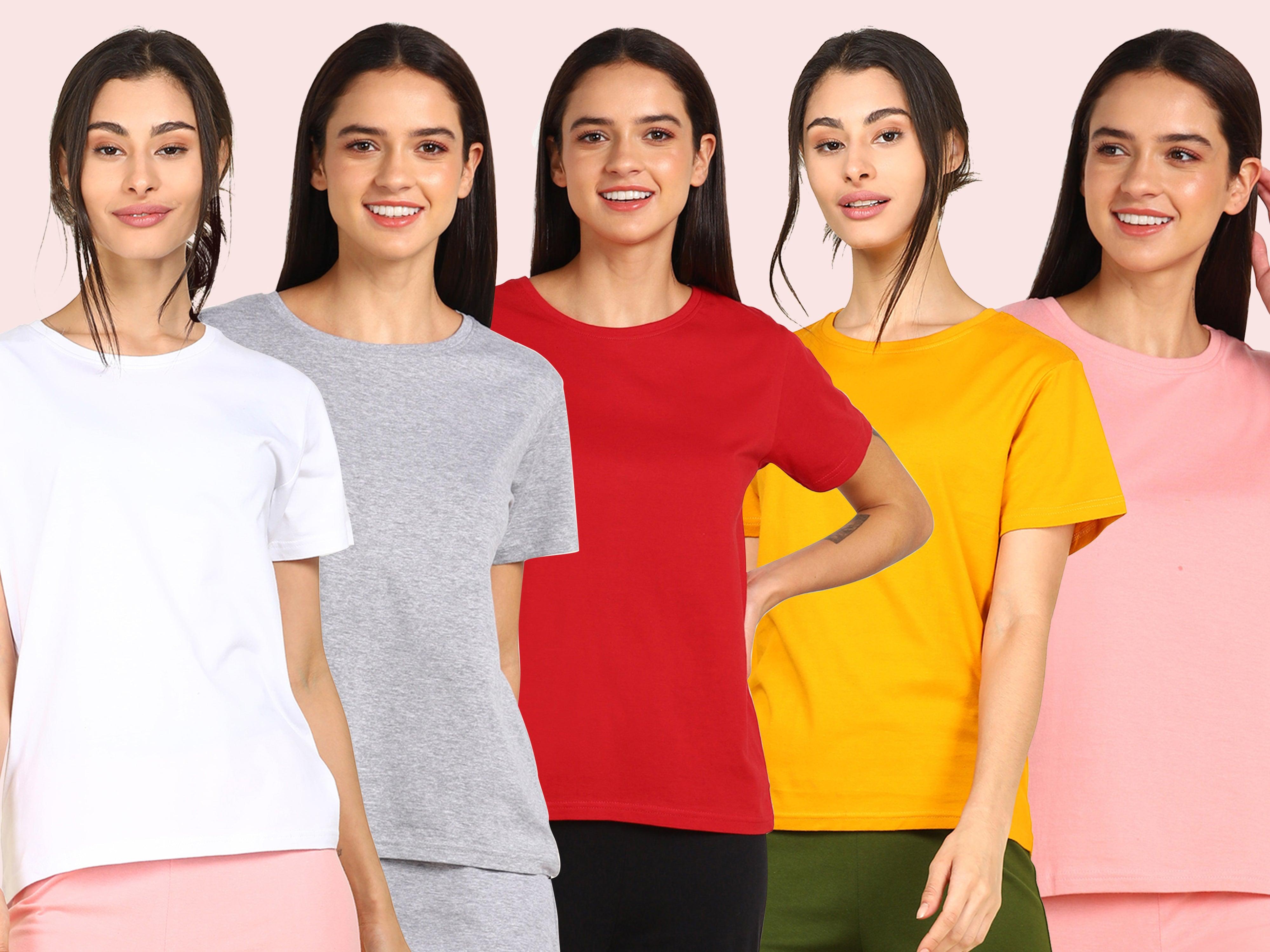 Young Trendz Womens Regular Fit Combo Solid Tshirt - Young Trendz