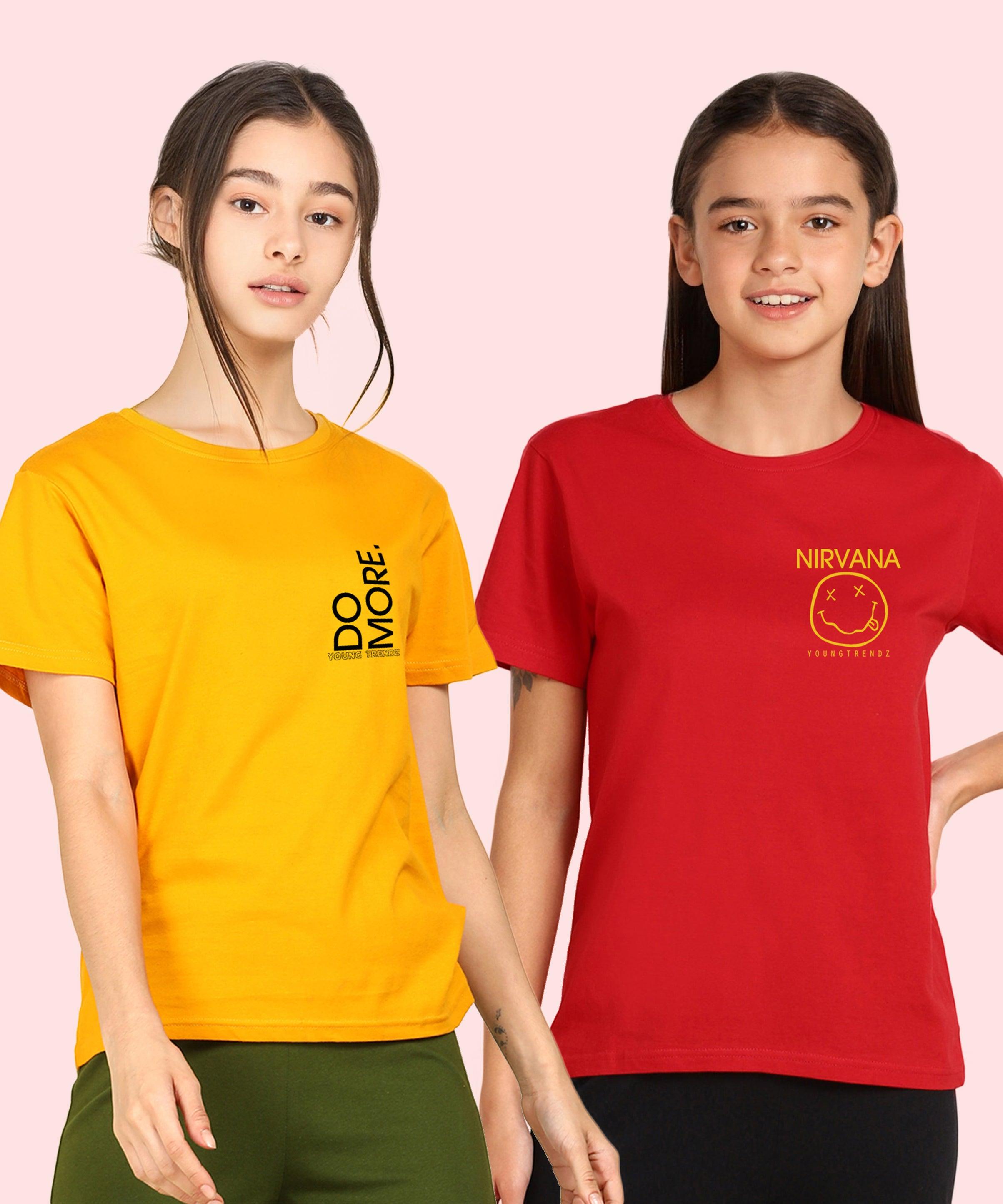 Young Trendz Girls Regular Fit Combo Printed Tshirt (Pack of 2) - Young Trendz