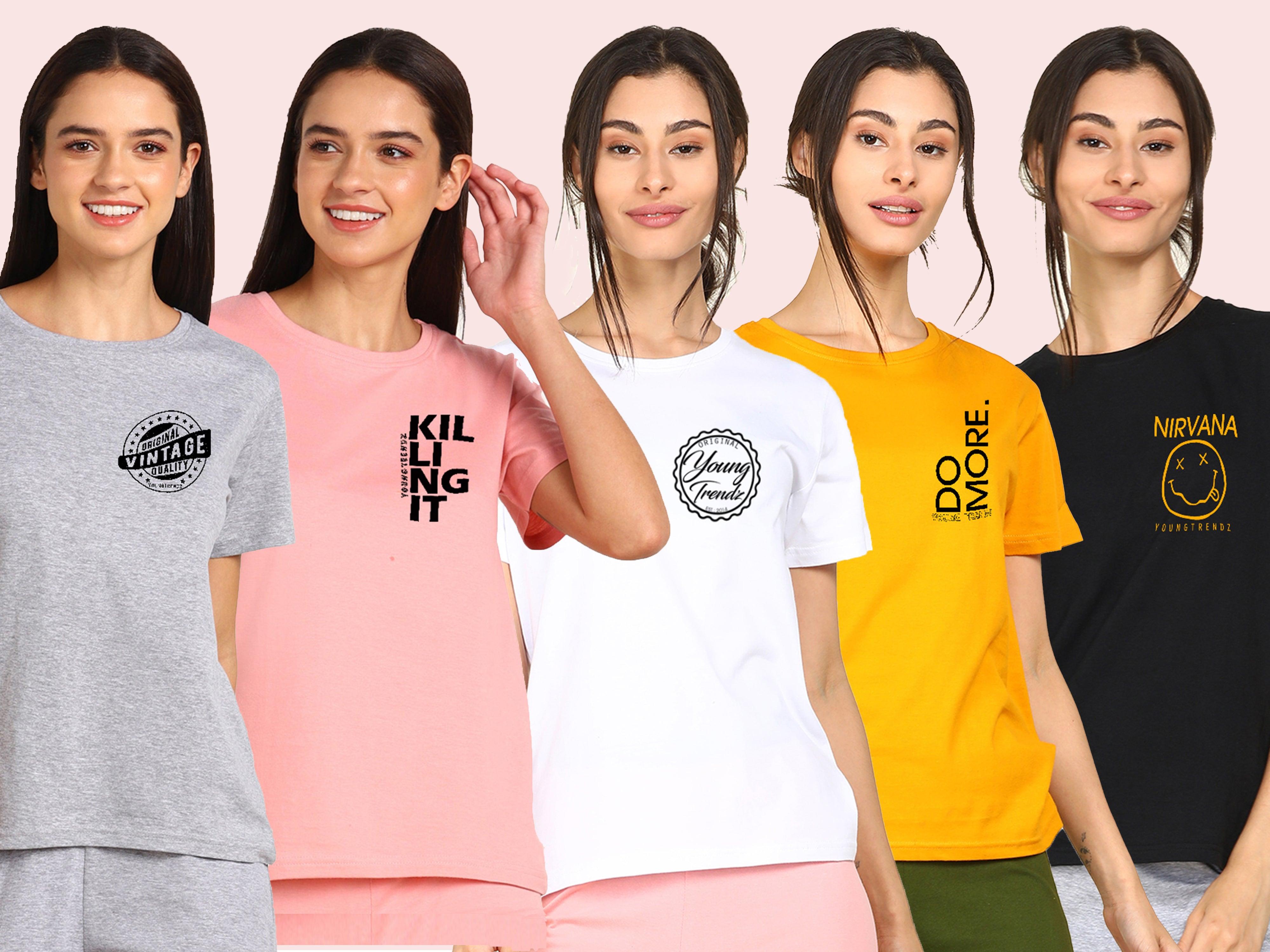 Young Trendz Womens Regular Fit Combo Printed T Shirt - Young Trendz