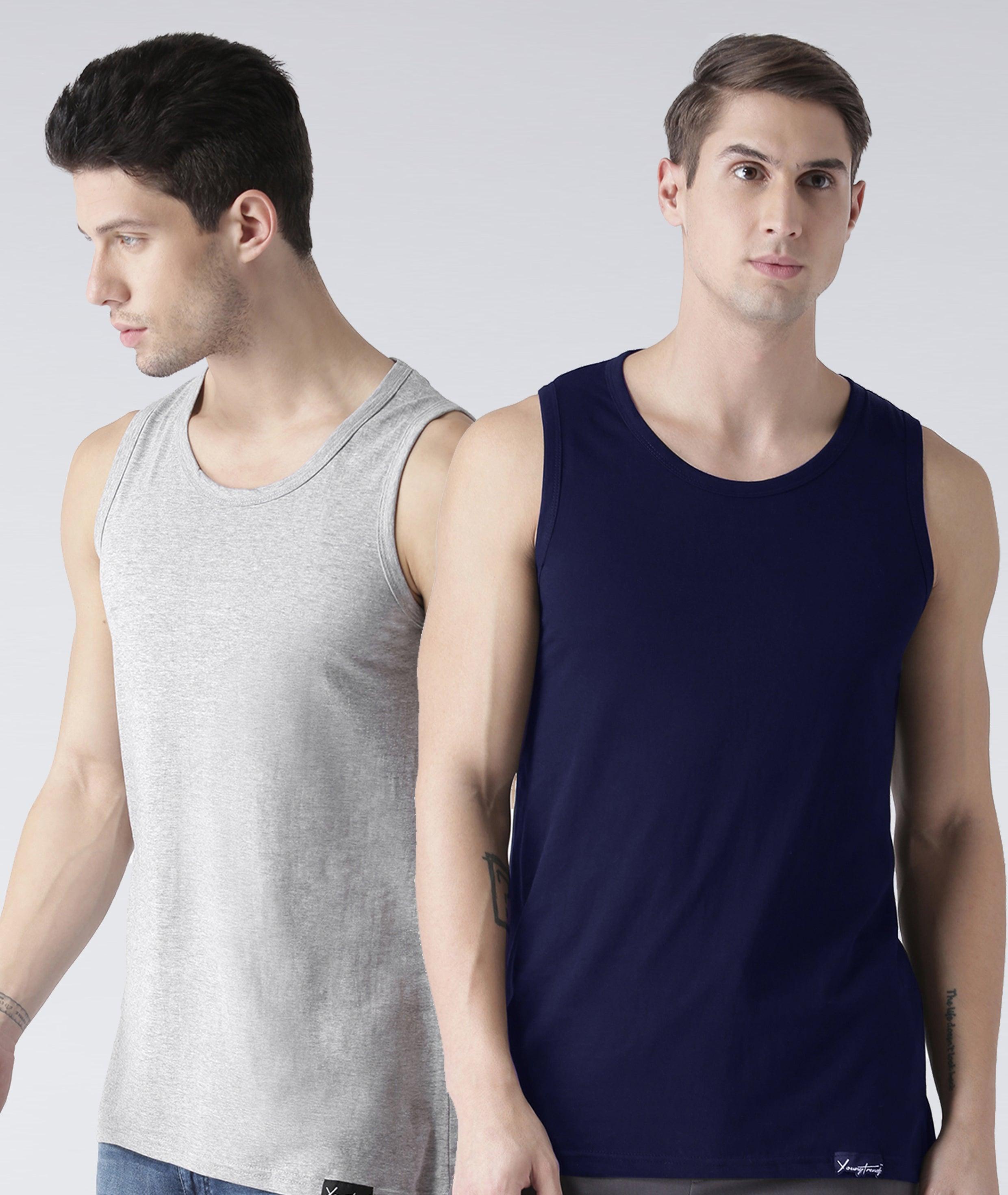 Mens Plain Sleeveless Combo Tshirt - Young Trendz