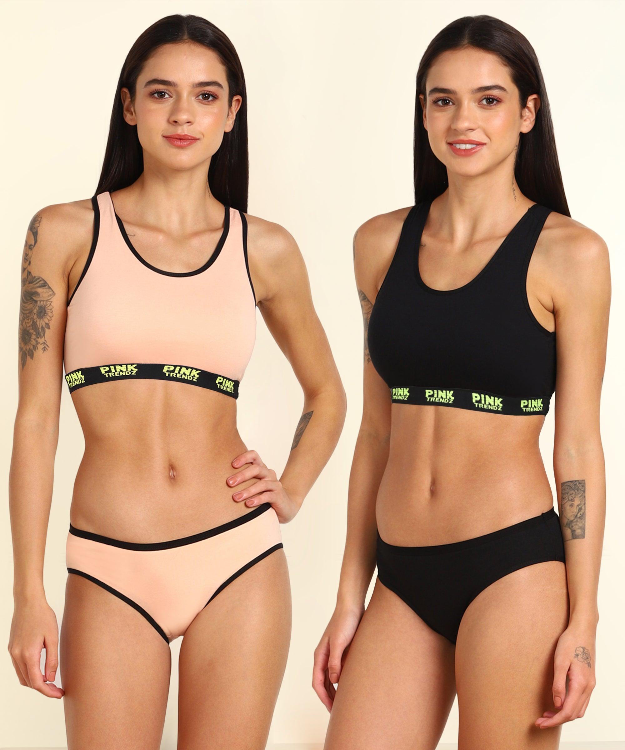 Womens Pink Trendz Sports Bar Bikini Combo lingerie Set - Young Trendz