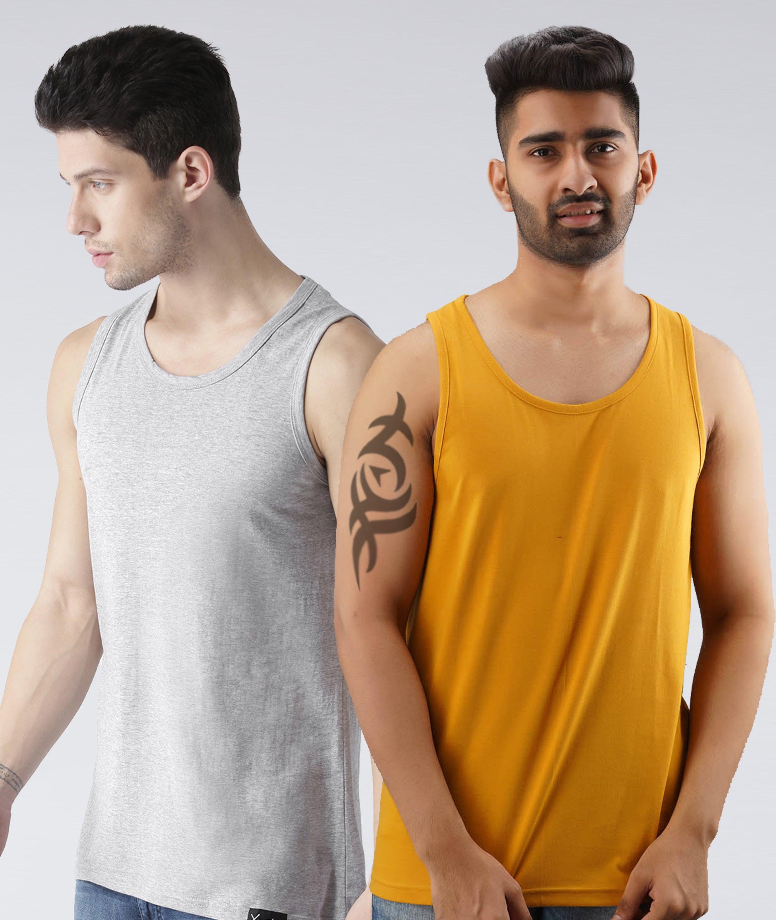 Mens Plain Sleeveless Combo Tshirt - Young Trendz