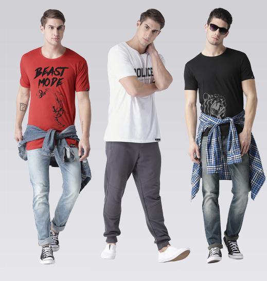 Young Trendz Mens Combo Beast Red Color Police White Color and Tiger Black Color Half Sleeve Printed T-Shirts - Young Trendz