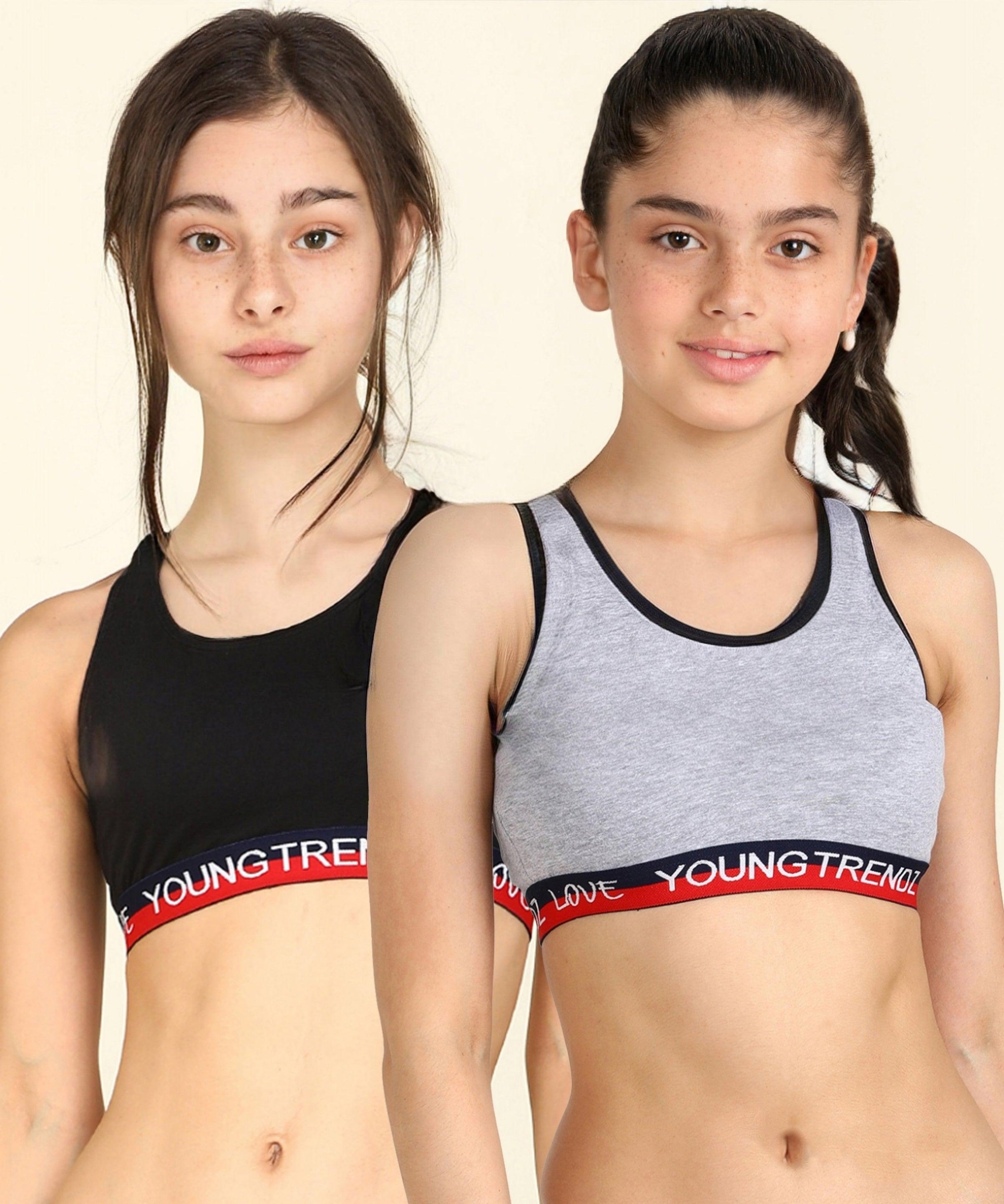 Young Trendz Girls Non Padded Love Elastic Combo Sports Bra(Pack of 2)