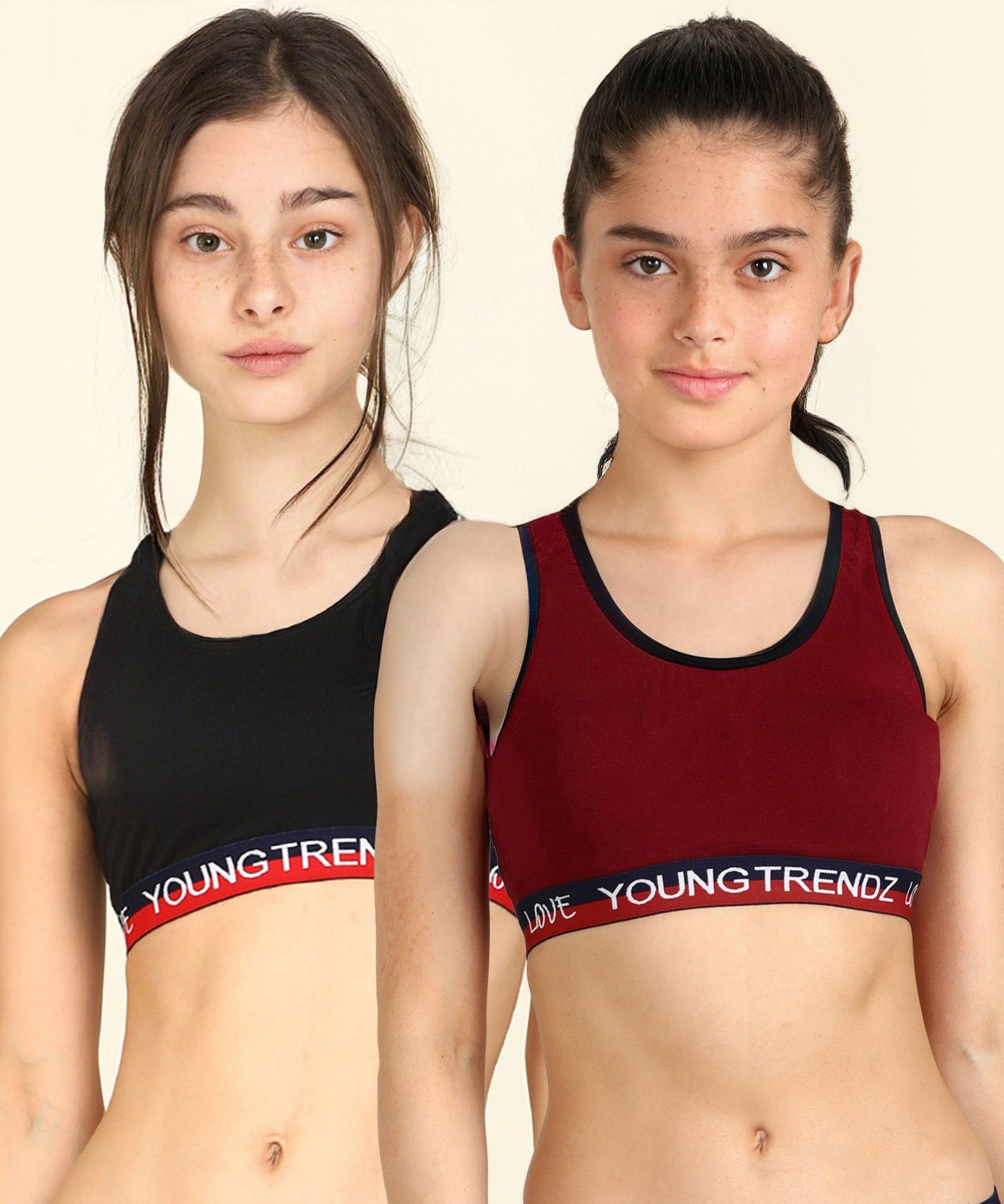 Young Trendz Girls Non Padded Love Elastic Combo Sports Bra(Pack of 2) - Young Trendz
