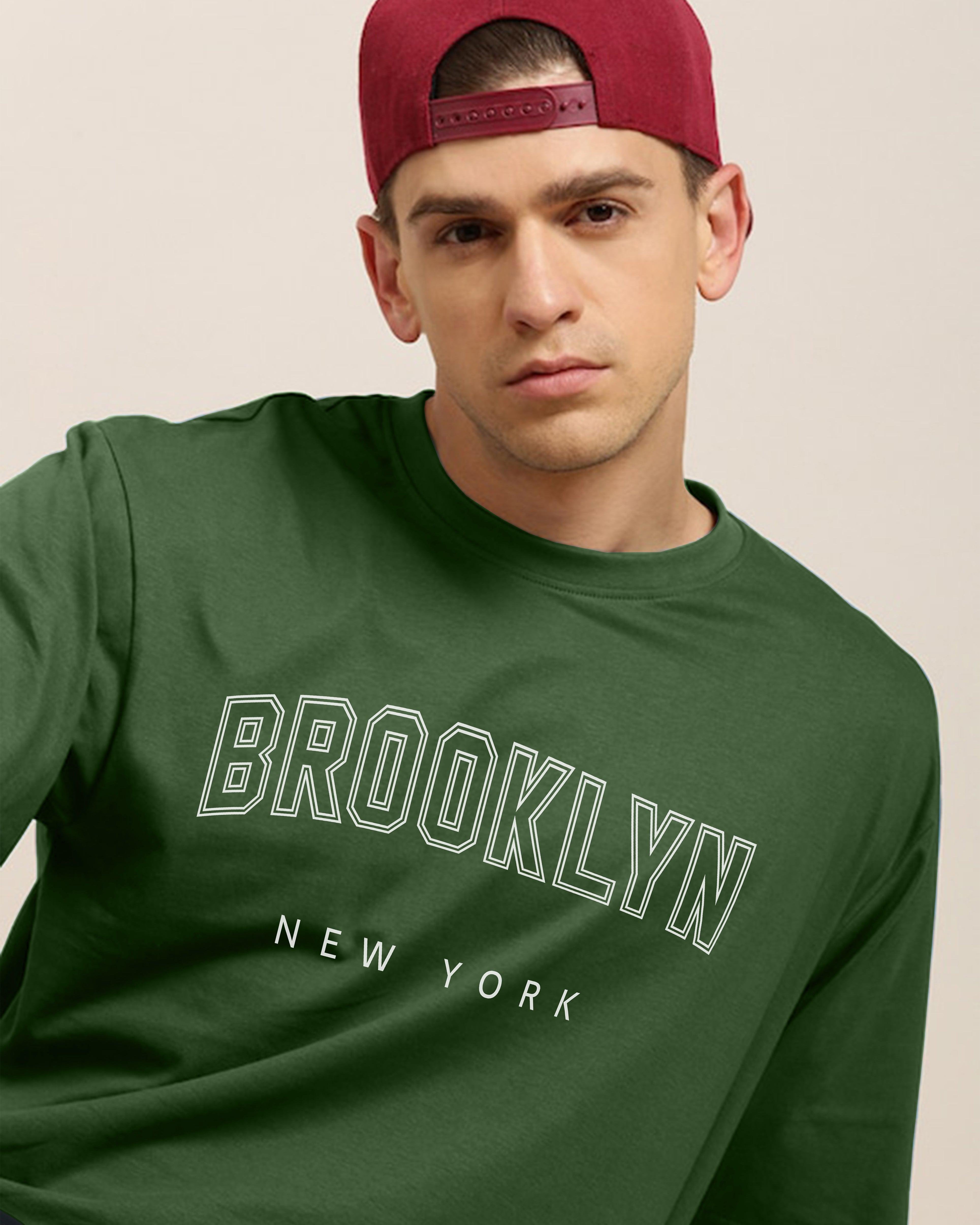 Mens Unisex Over Size Printed Olive Color Tshirts - Young Trendz