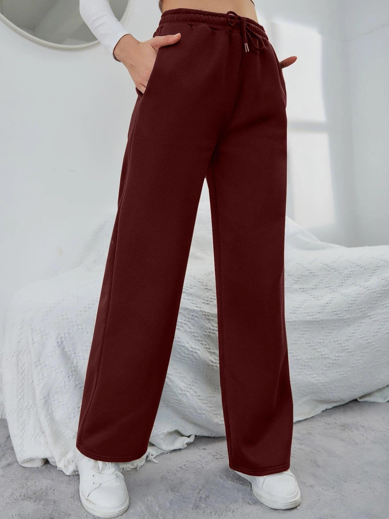 Womens Solid Loose Track Pants (brown) - Young Trendz