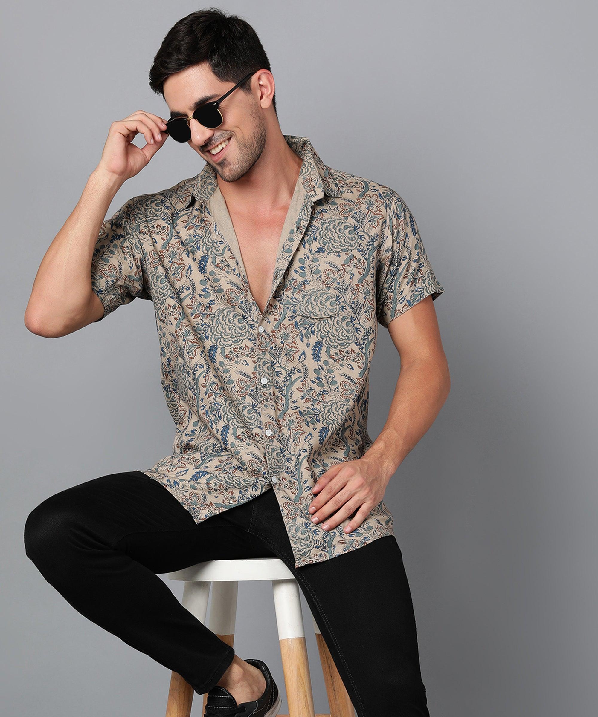 Mens Half Sleeve Casual Printed Shirt - Young Trendz