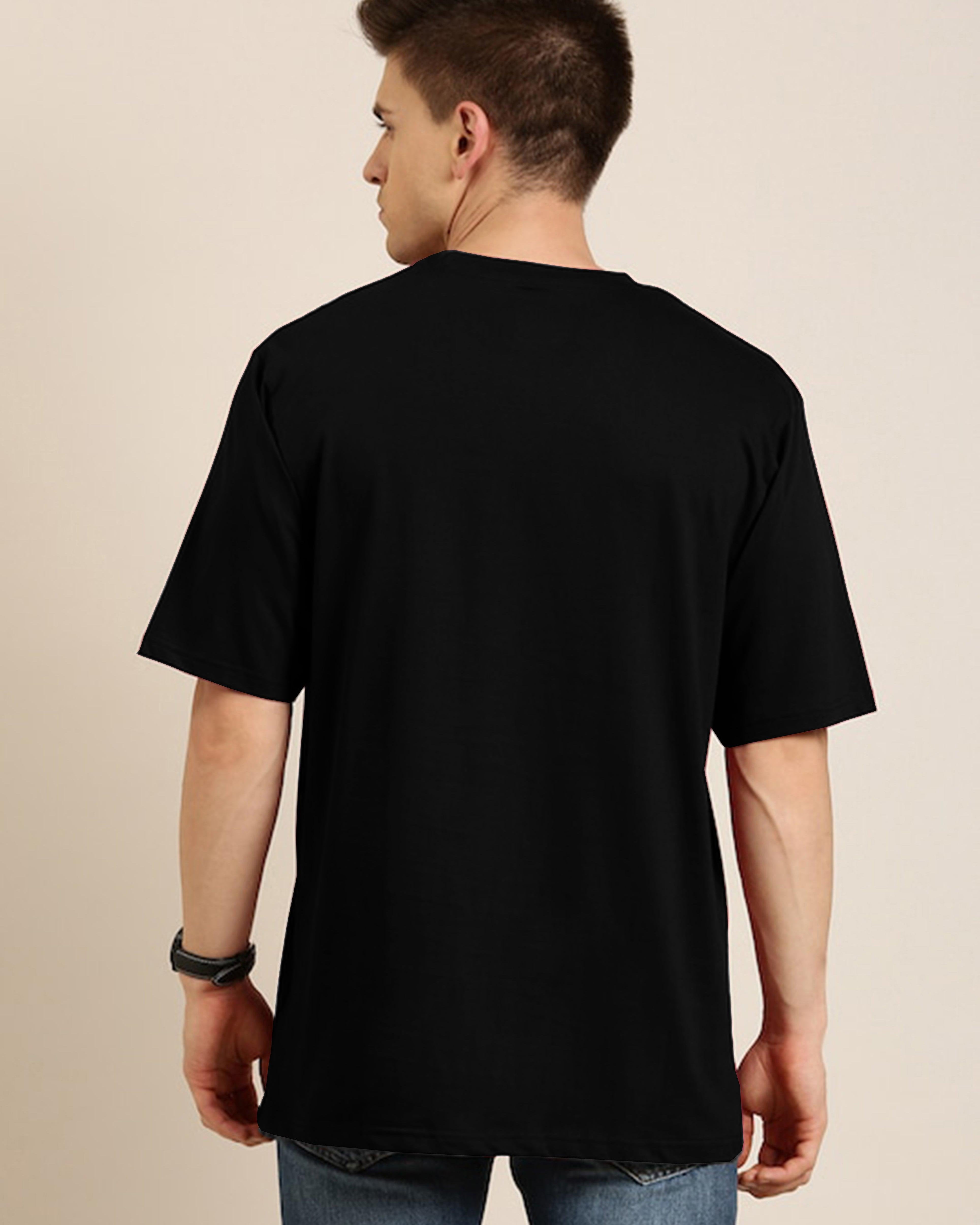 Mens Unisex Over Size Printed Black Color Tshirts - Young Trendz