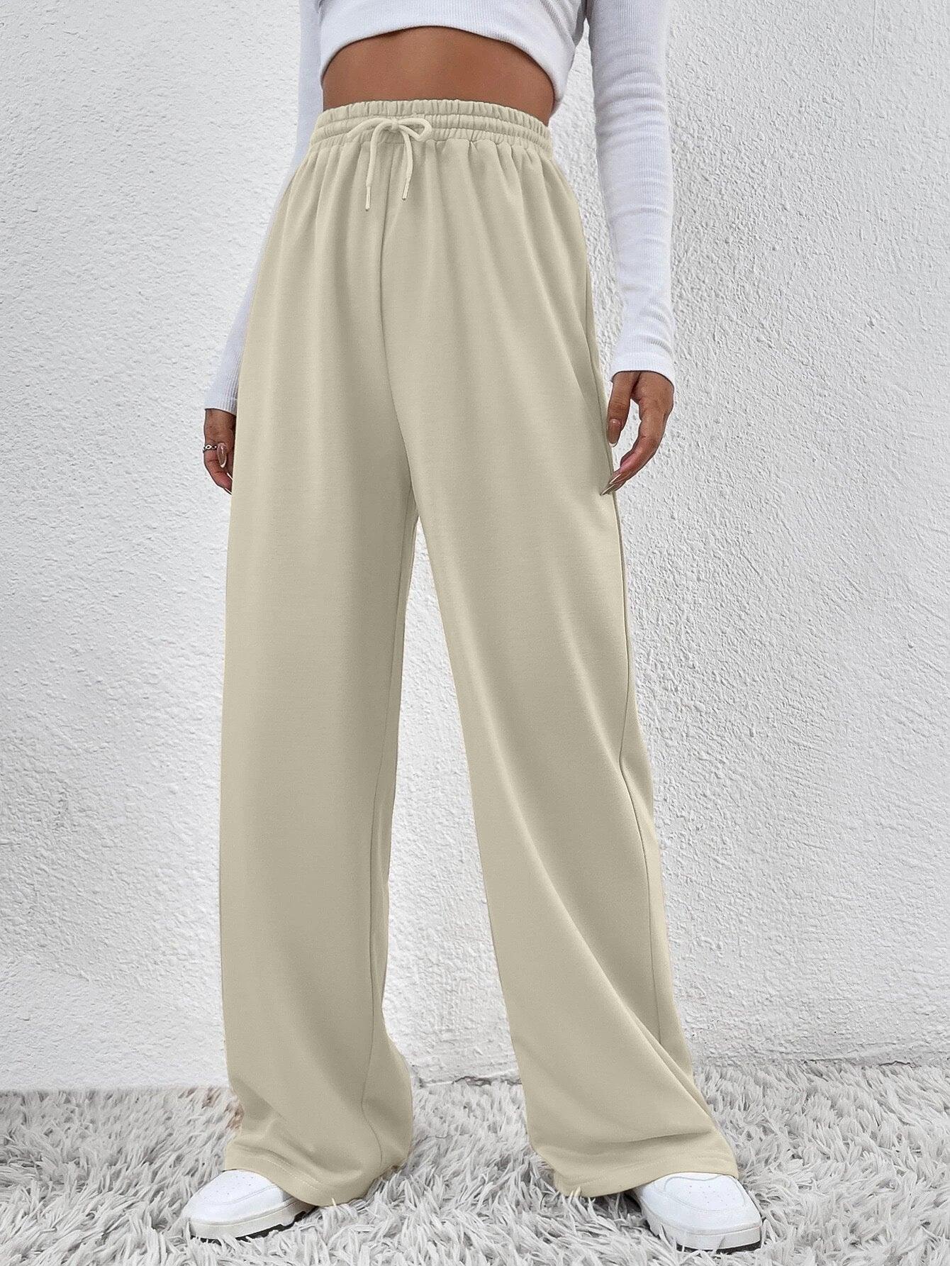 Womens Solid Loose Track Pants (Sand) - Young Trendz