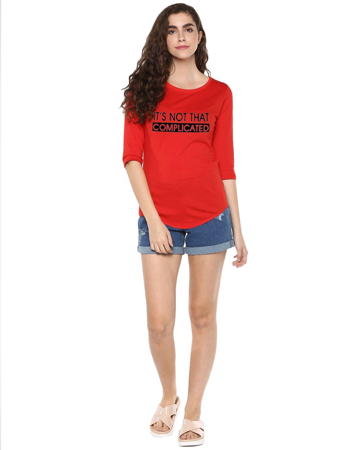 Womens 34U Complicated Printed Red Color Tshirts - Young Trendz