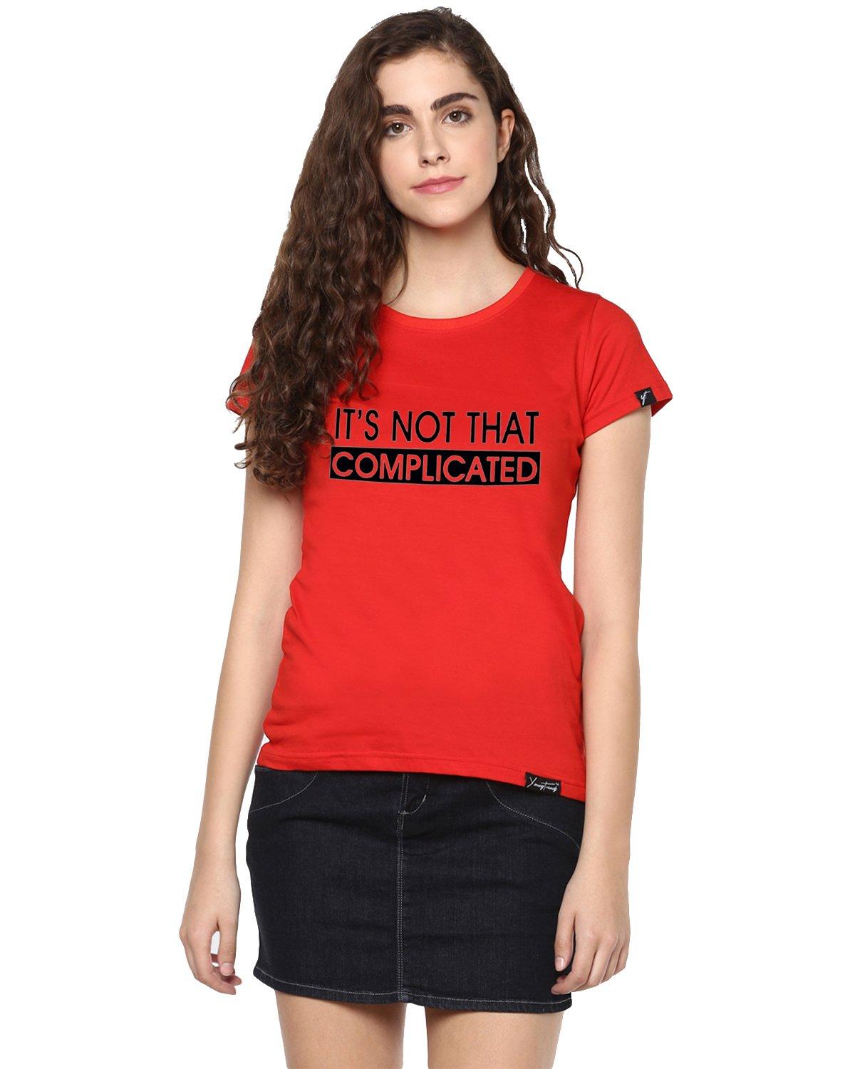 Womens Half Sleeve Complicated Printed Red Color Tshirts - Young Trendz