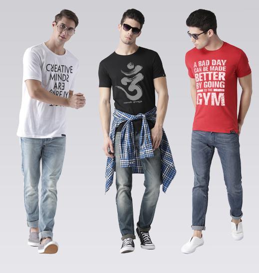Young Trendz Mens Combo Creative White Color OMM Black Color and Gym Red Color Half Sleeve Printed T-Shirts - Young Trendz
