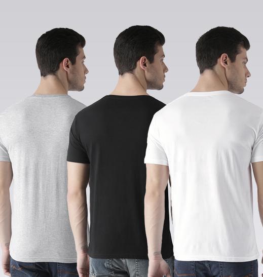 Young Trendz Mens Combo Finger Grey Color Doit Black Color and Shiv White Color Half Sleeve Printed T-Shirts - Young Trendz