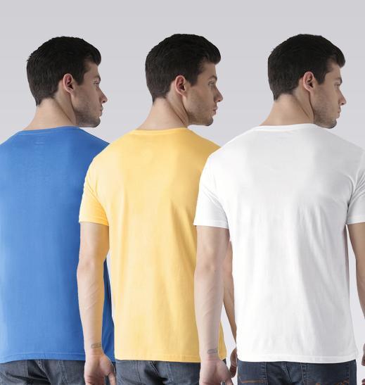 Young Trendz Mens Combo Flash Sky Blue Color Partyb Yellow Color and Shiv White Color Half Sleeve Printed T-Shirts - Young Trendz