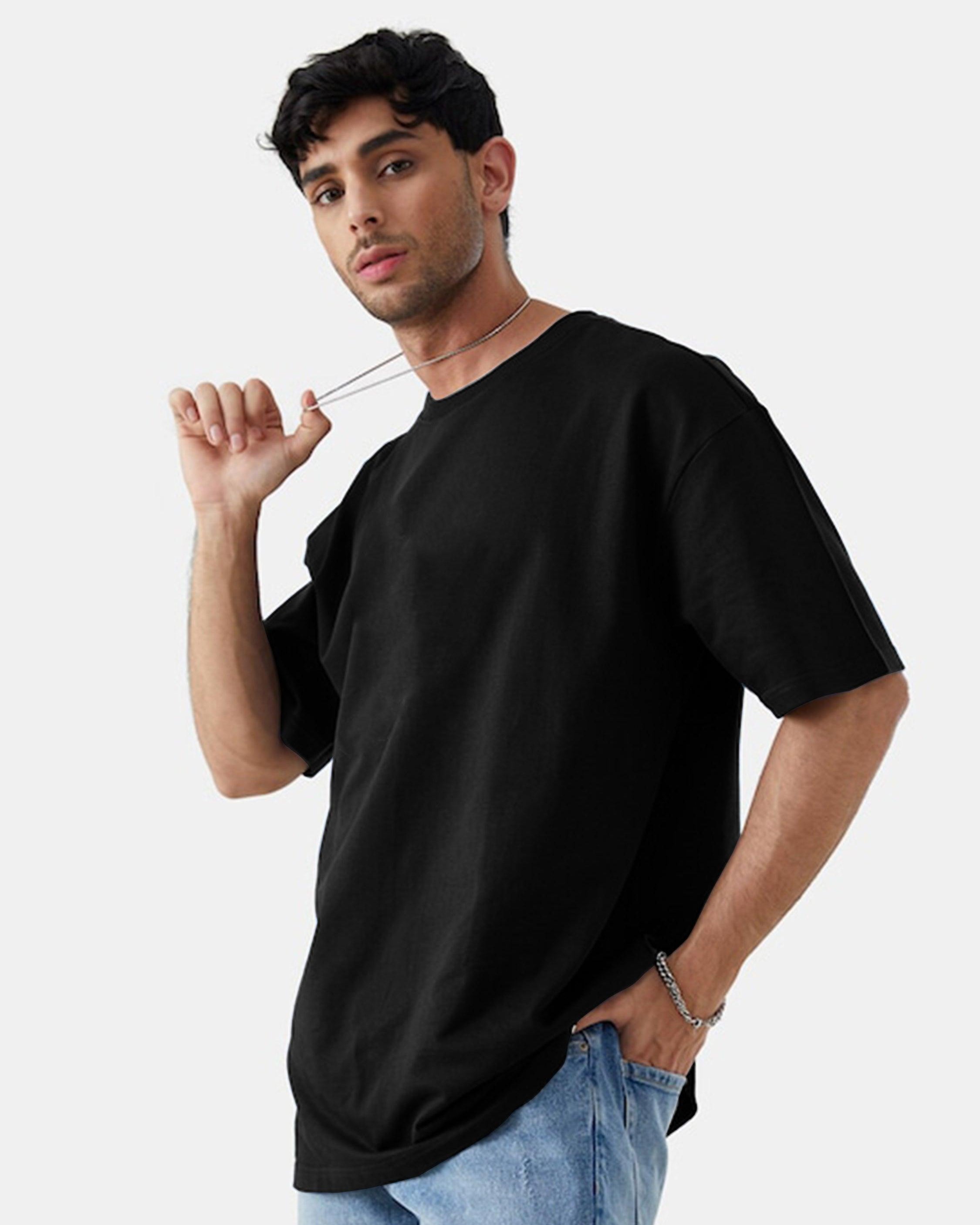 Mens Unisex Over Size Printed Black Color Tshirts - Young Trendz