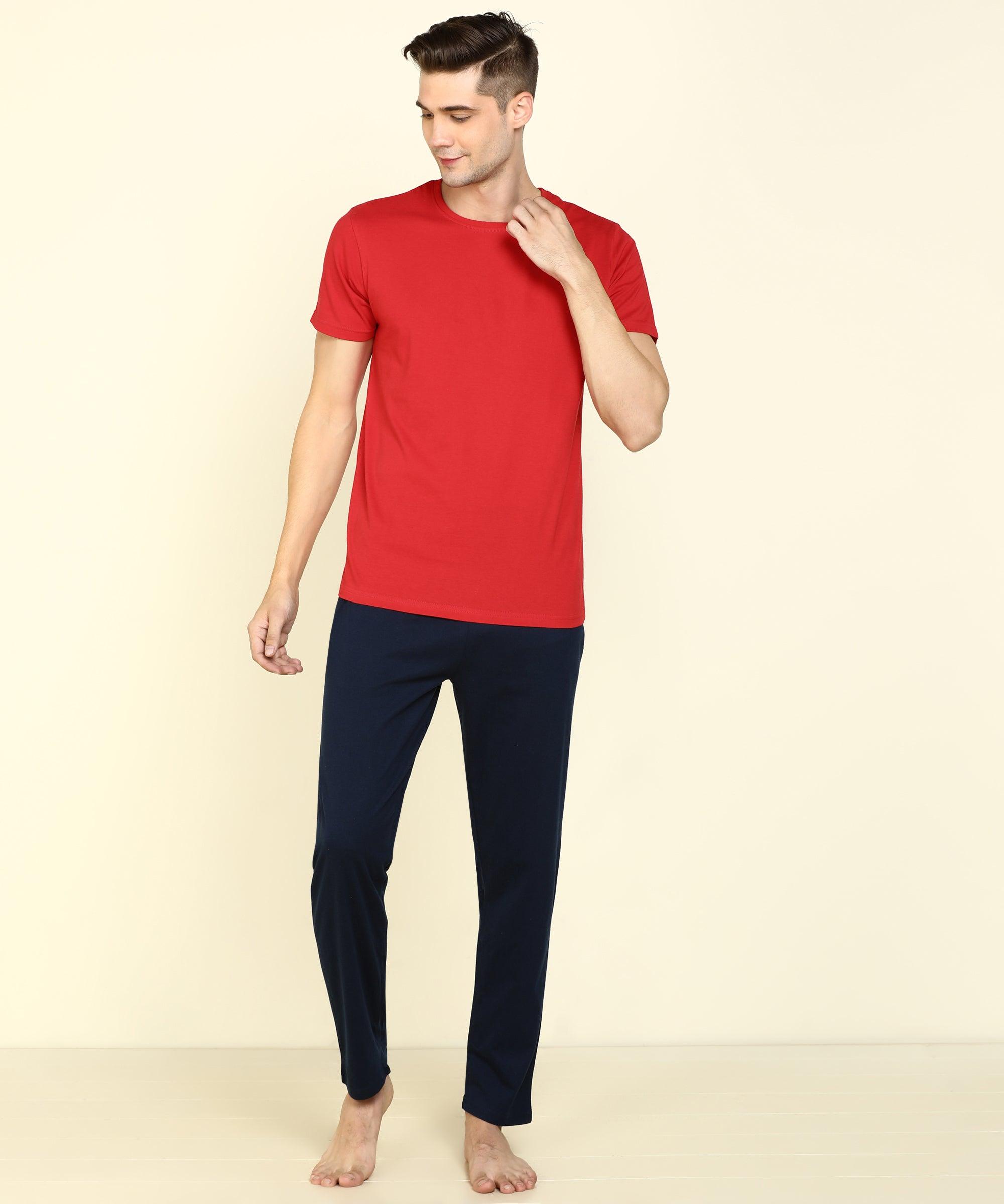 Mens Multicolours Combo T.Shirt& Pyjama Set - Young Trendz