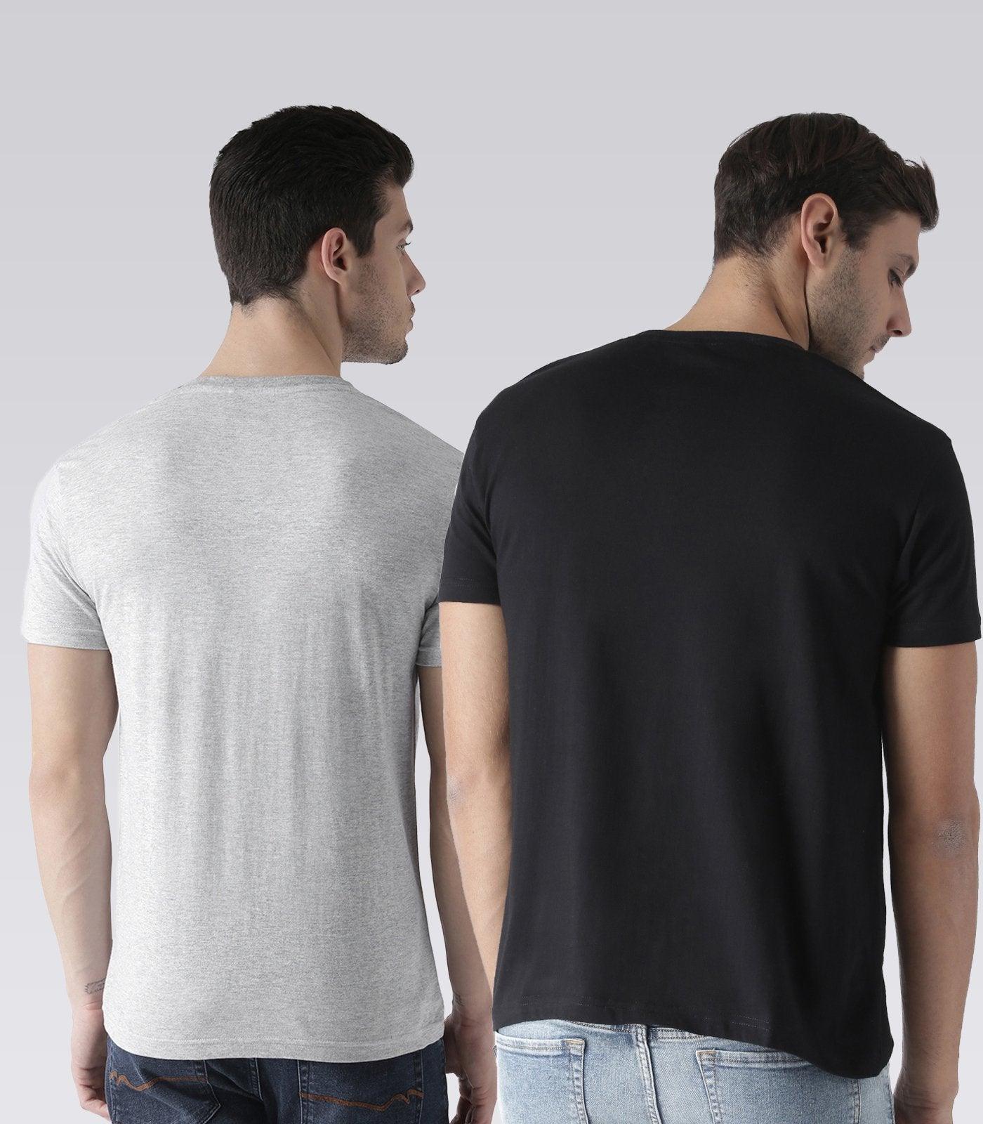 Young Trendz Mens Combo Funnytext Grey Color and Peace Black Color Half Sleeve Printed T-Shirts - Young Trendz