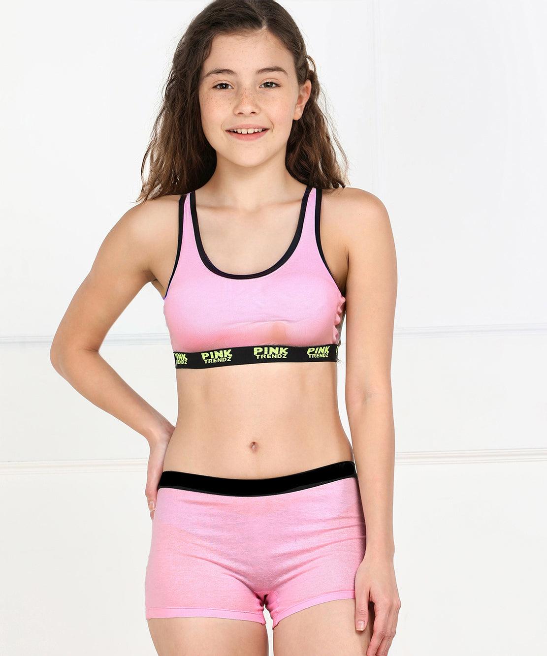 Girls Non Padded Pink Trendz Sports Bra - Young Trendz