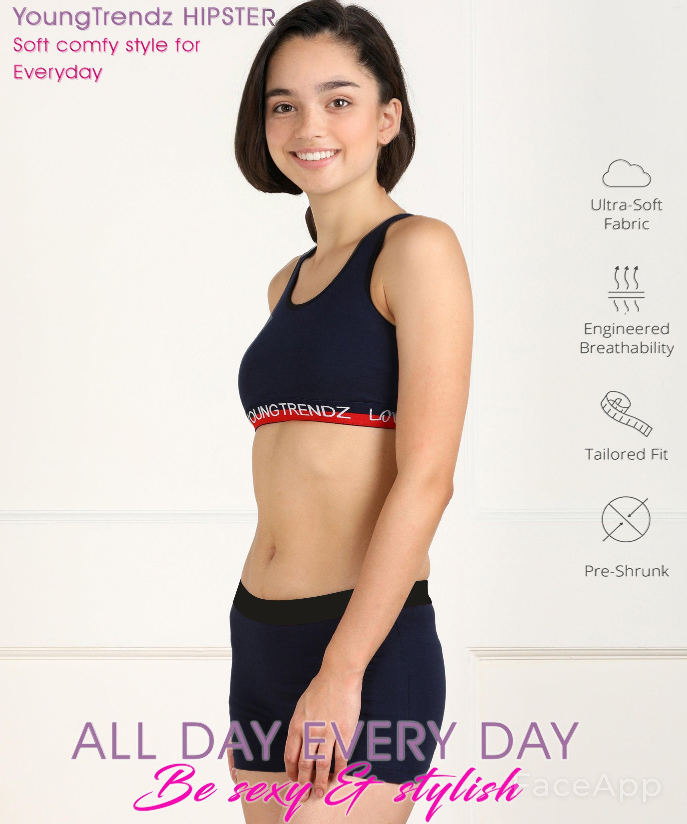 Young Trendz Girls Non Padded Love Elastic Combo Sports Bra(Pack of 3) - Young Trendz