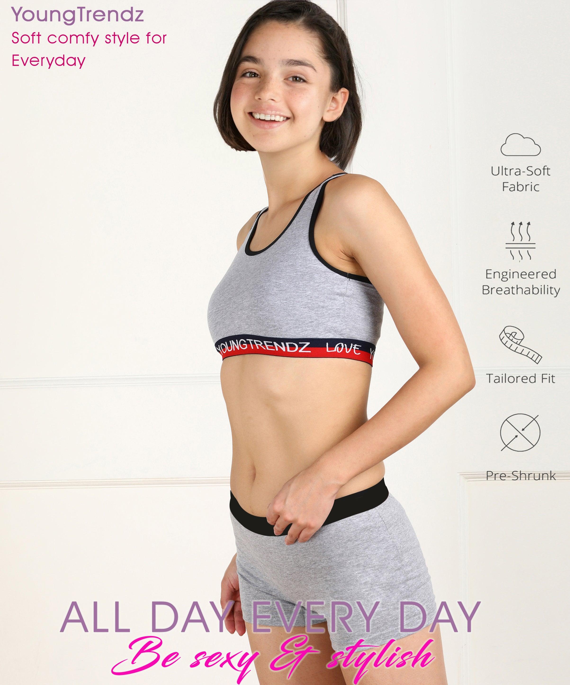 Young Trendz Girls Non Padded Love Elastic Combo Sports Bra(Pack of 3) - Young Trendz