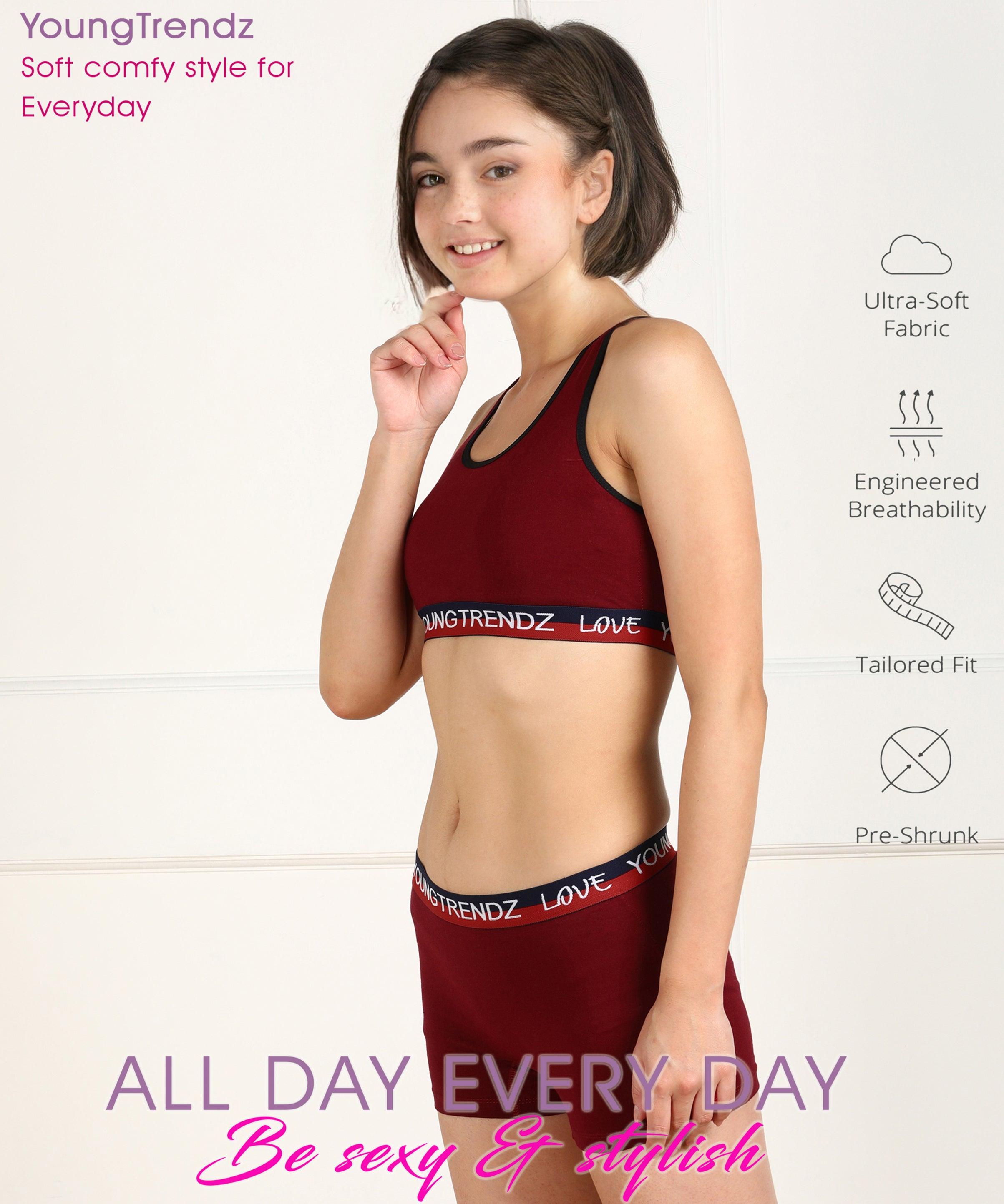 Young Trendz Girls Non Padded Love Elastic Combo Sports Bra(Pack of 3) - Young Trendz