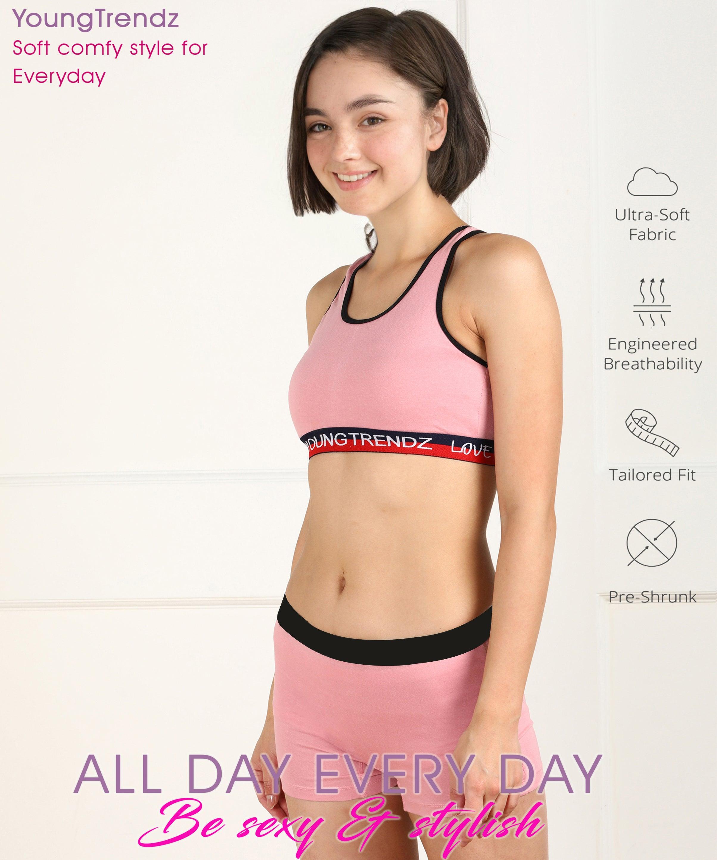 Young Trendz Girls Non Padded Love Elastic Combo Sports Bra(Pack of 3) - Young Trendz