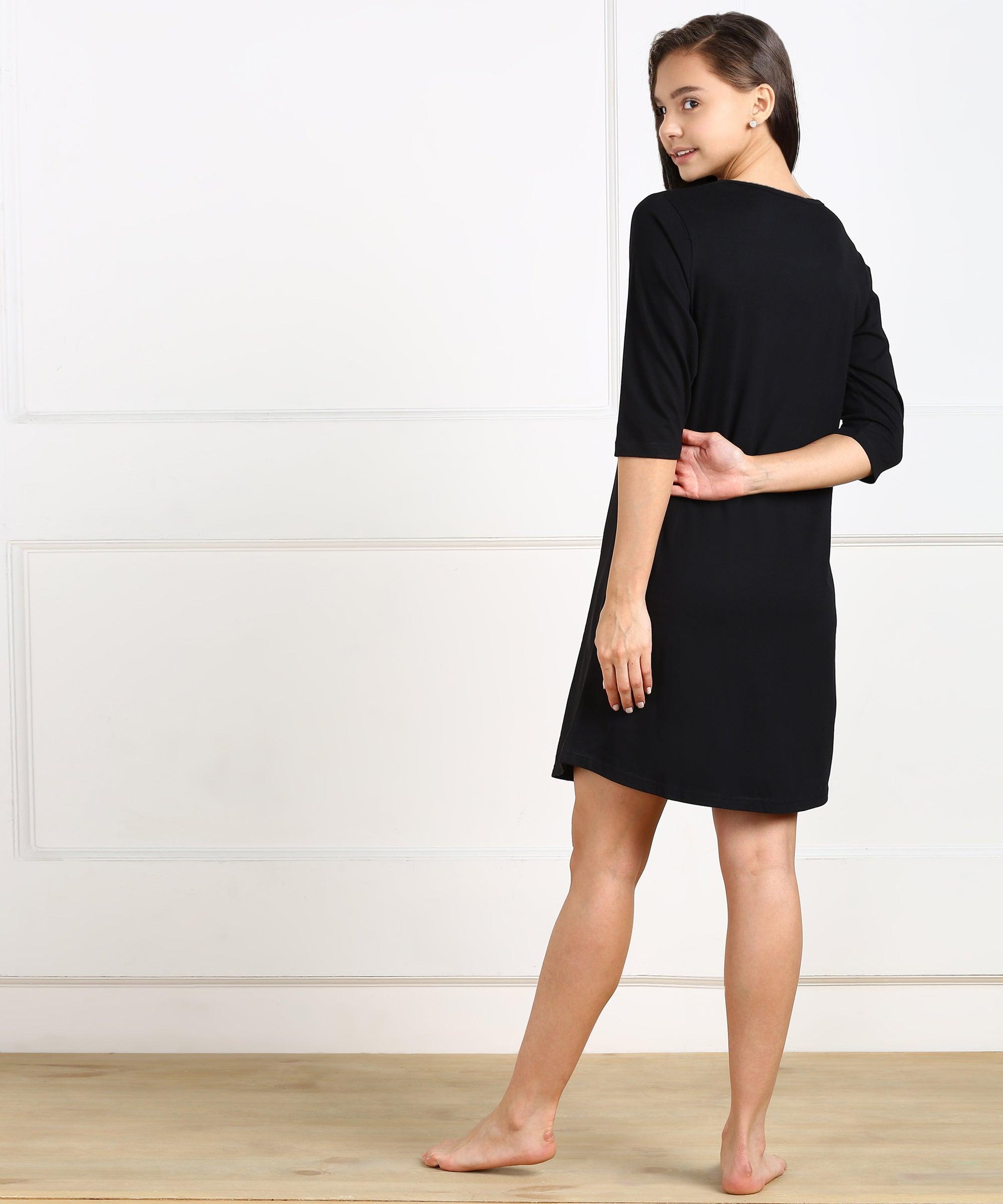 Girls Plain Full sleeve Night Dress - Young Trendz