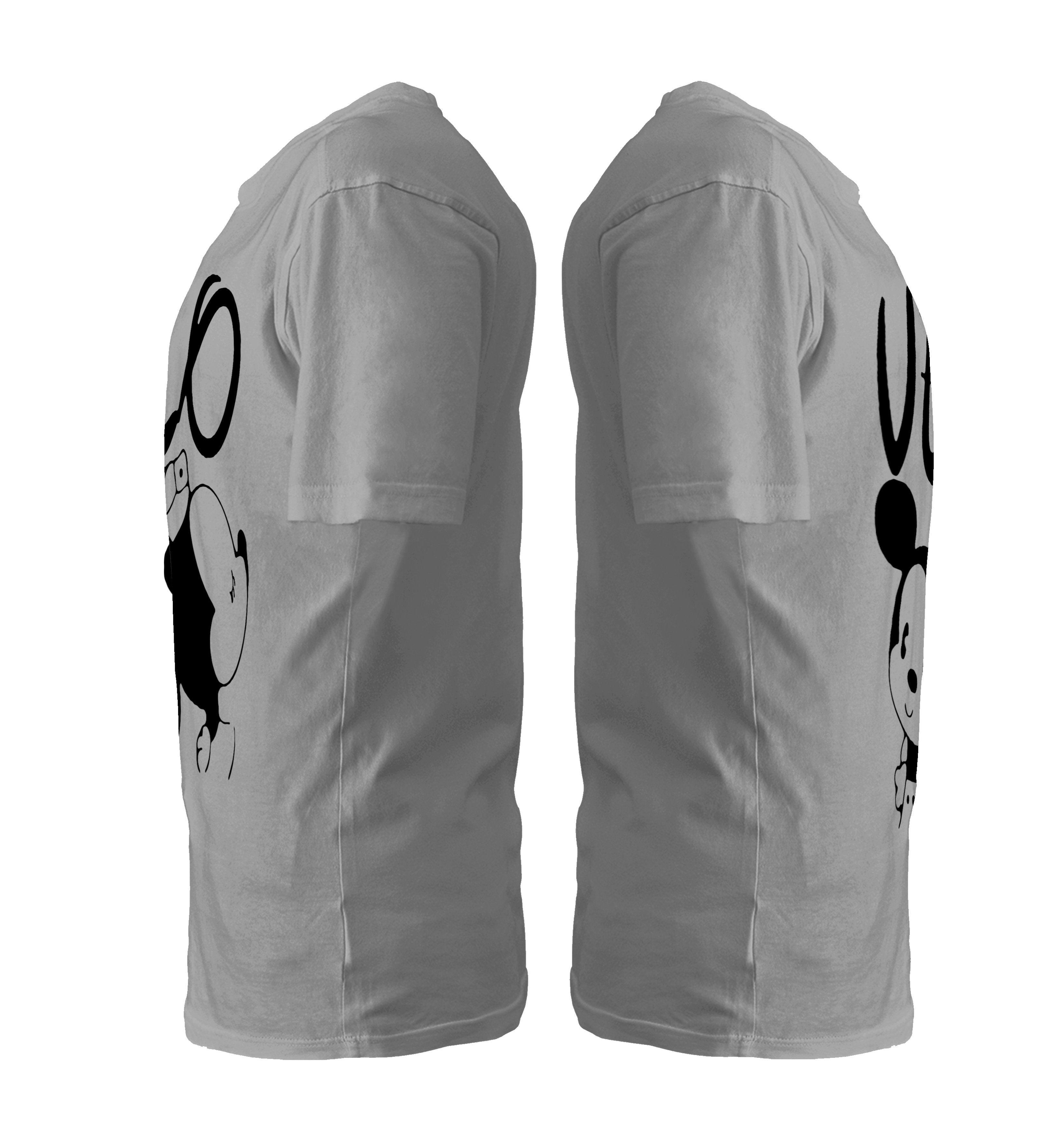 Half Sleeve Mikky Printed Grey Color Couple Tshirts - Young Trendz