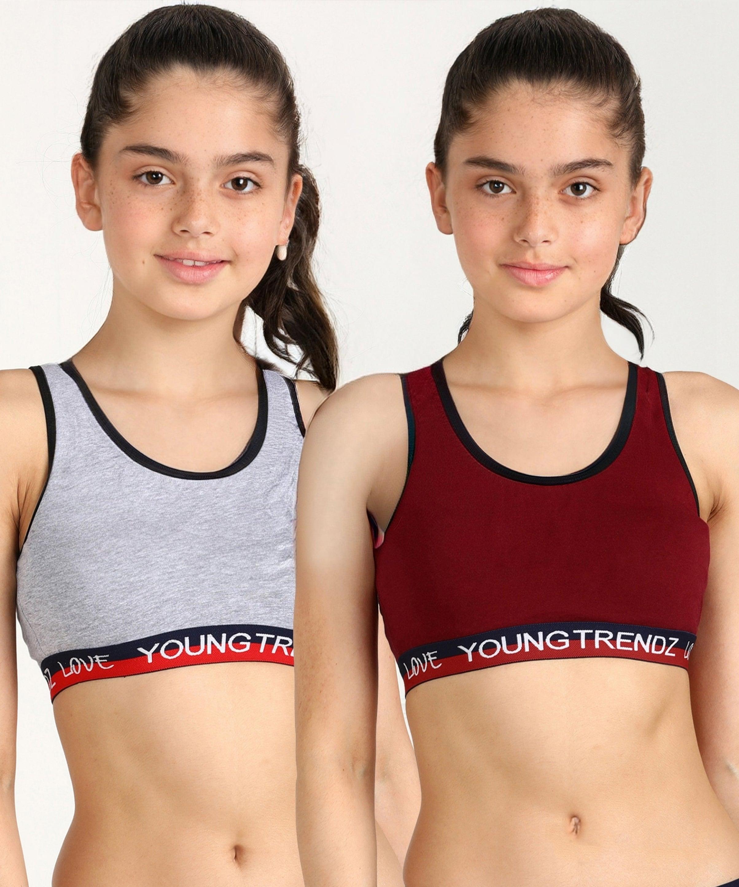 Young Trendz Girls Non Padded Love Elastic Combo Sports Bra(Pack of 2) - Young Trendz
