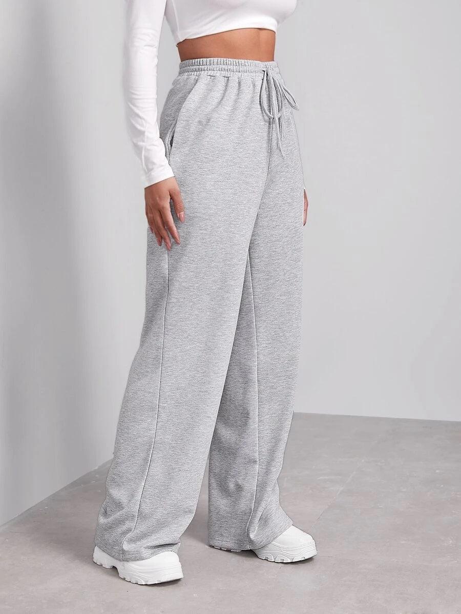 Womens Solid Loose Track Pants (Grey) - Young Trendz