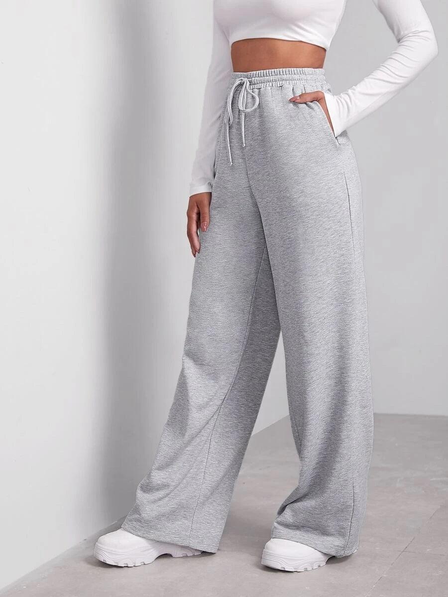 Womens Solid Loose Track Pants (Grey) - Young Trendz