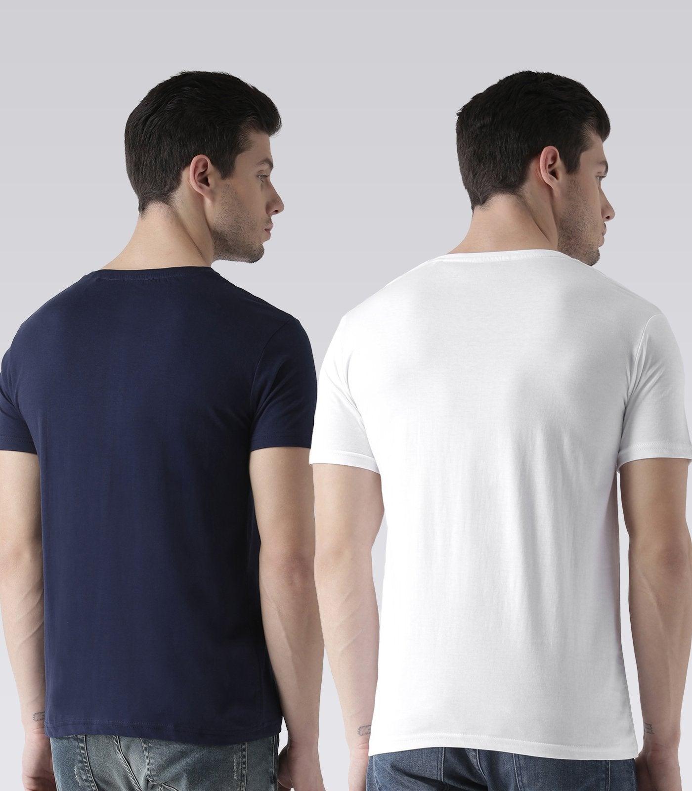 Young Trendz Mens Combo Gym Navy Color and Maker White Color Half Sleeve Printed T-Shirts - Young Trendz