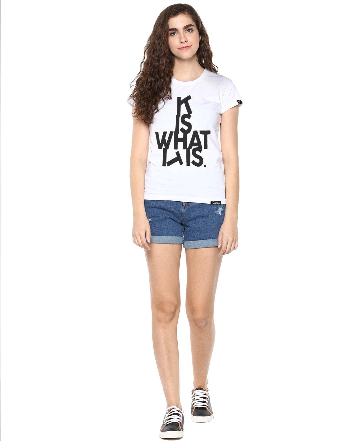 Womens Hs ITIS Printed White Color Tshirts - Young Trendz