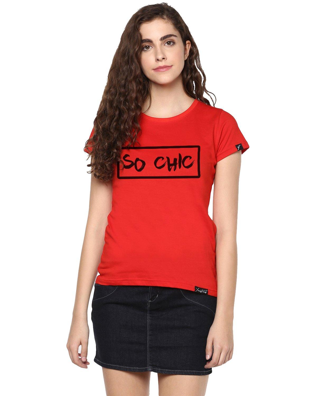 Womens Hs Sochic Printed Red Color Tshirts - Young Trendz