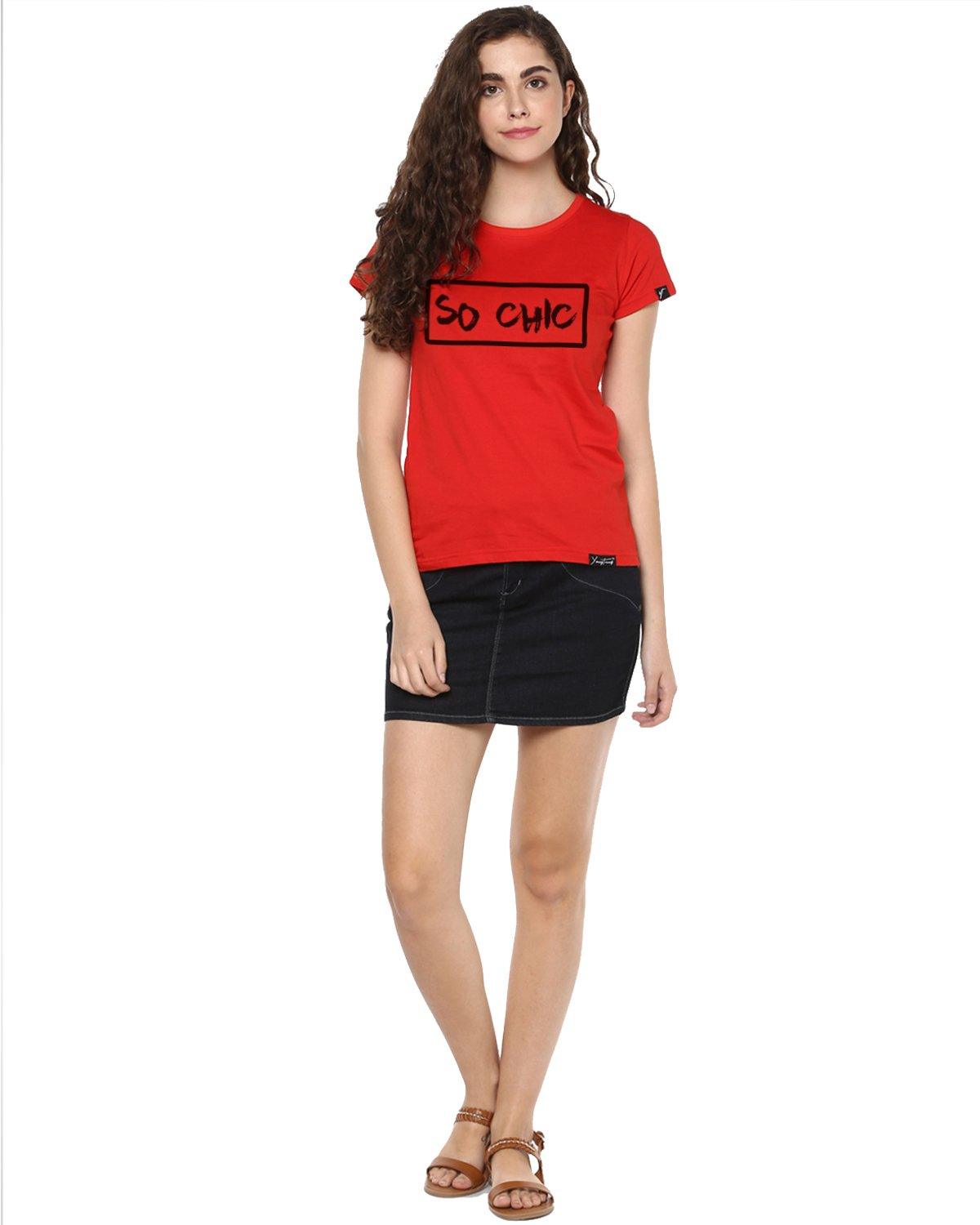 Womens Hs Sochic Printed Red Color Tshirts - Young Trendz