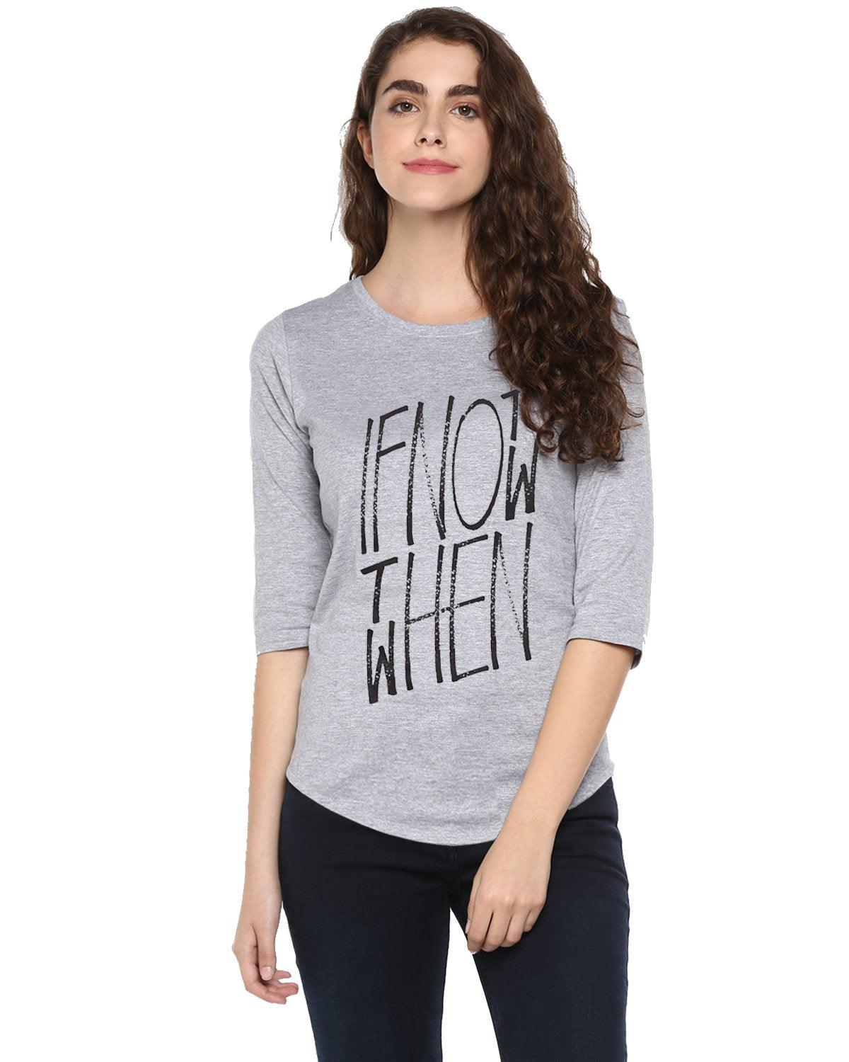 Womens 34U Ifnot Printed Grey Color Tshirts - Young Trendz