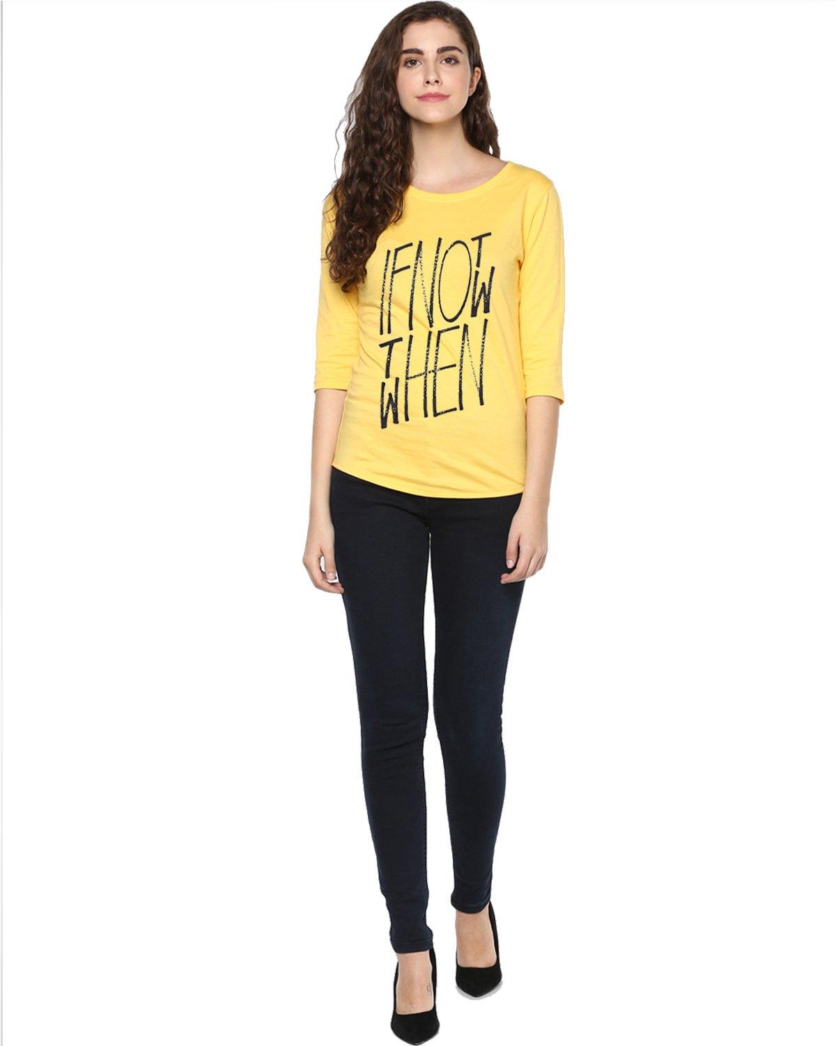 Womens 34U Ifnot Printed Yellow Color Tshirts - Young Trendz